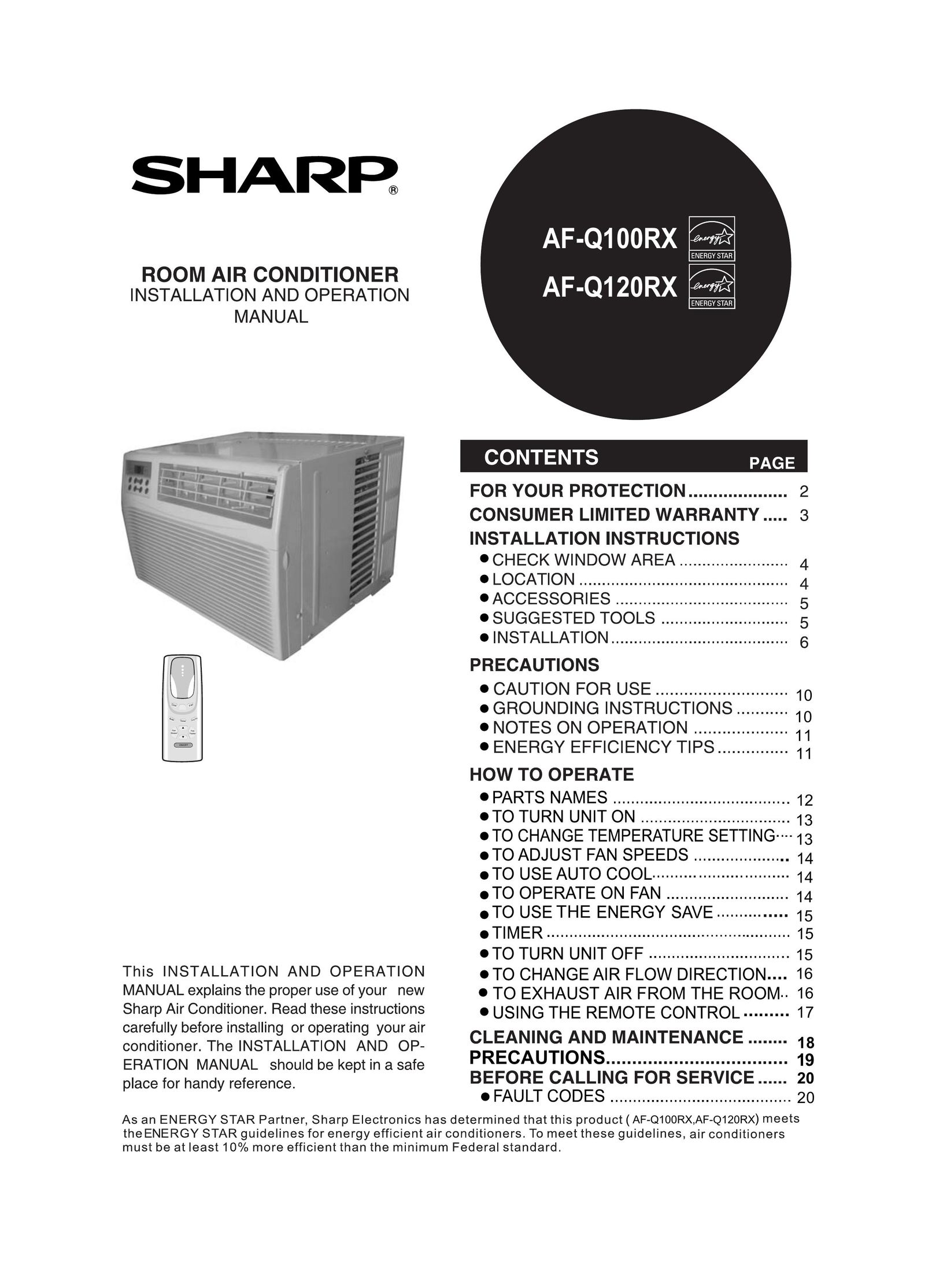 Sharp AF-Q100RX Air Conditioner User Manual
