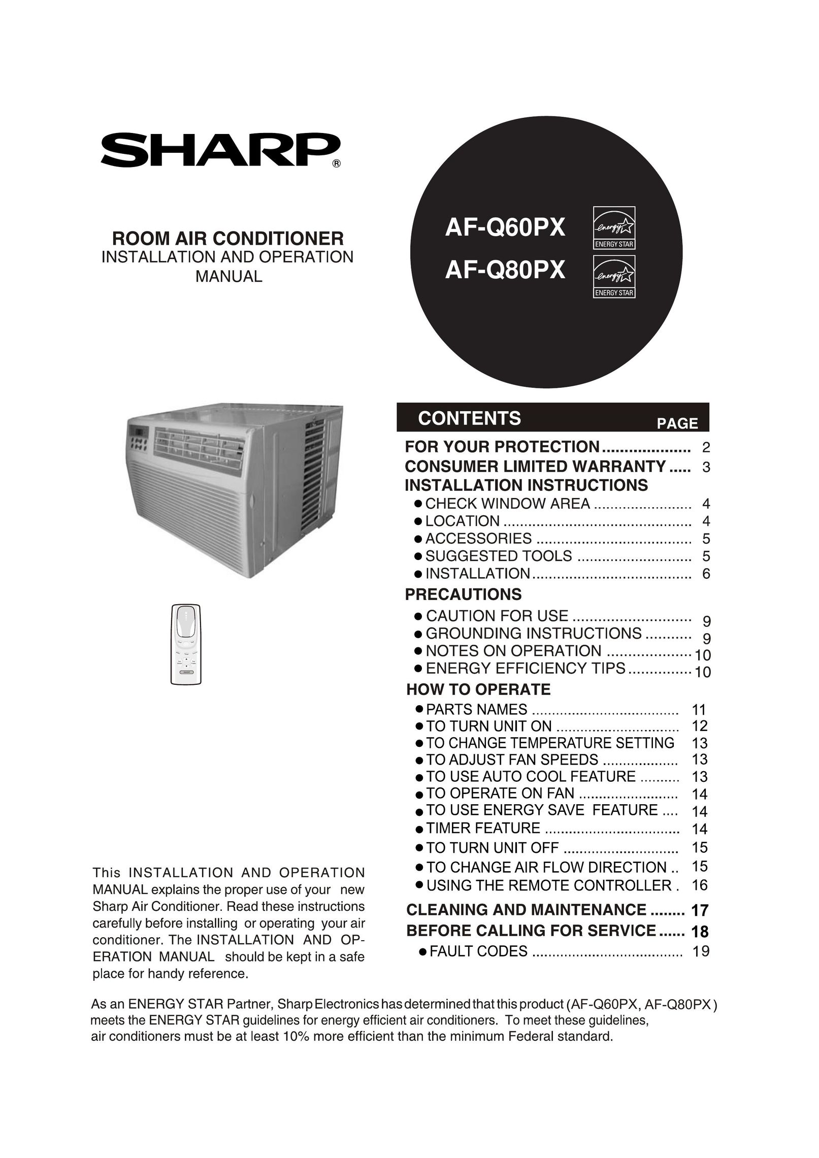 Sharp AF-Q60PX Air Conditioner User Manual