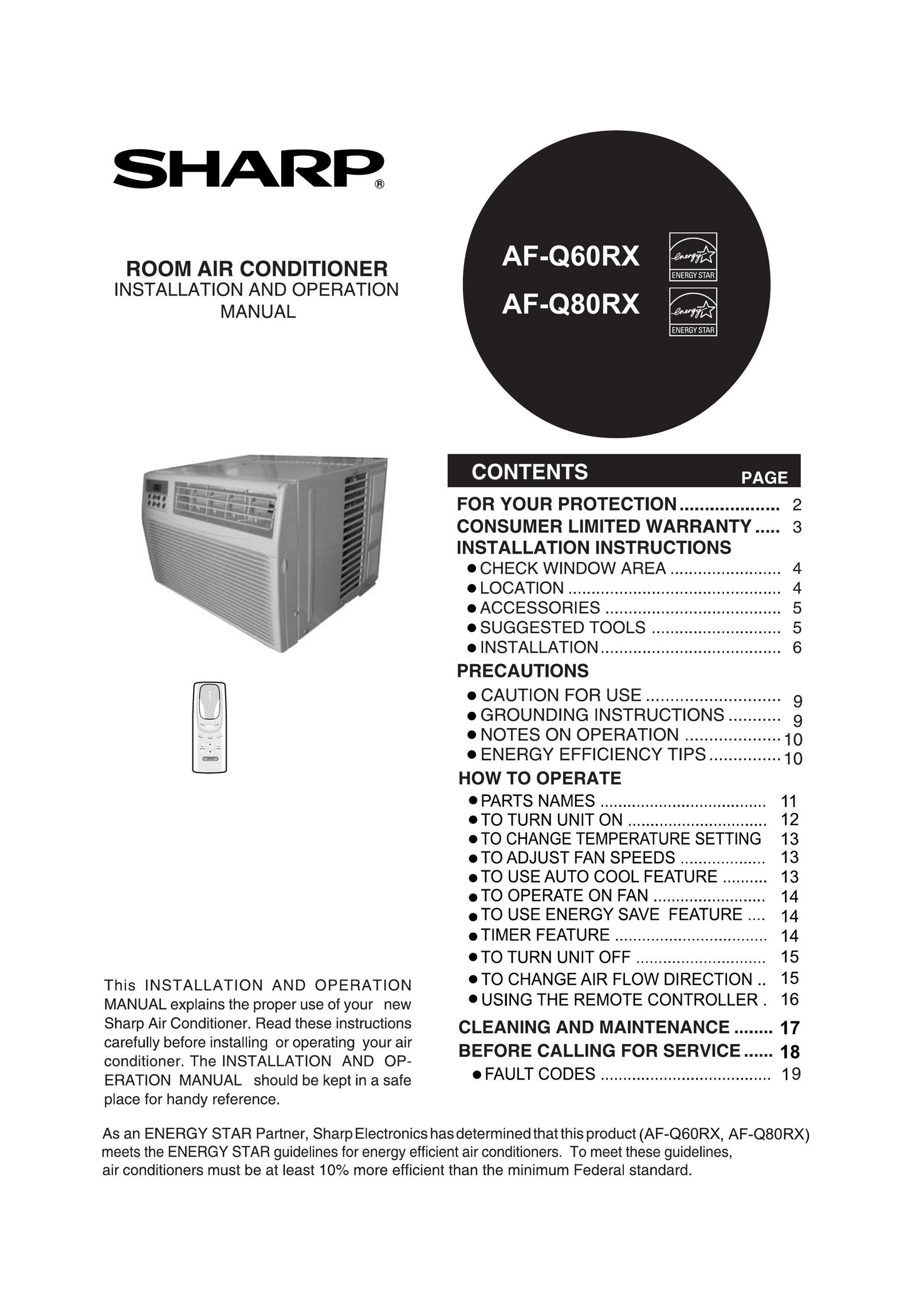 Sharp AF-Q80RX Air Conditioner User Manual