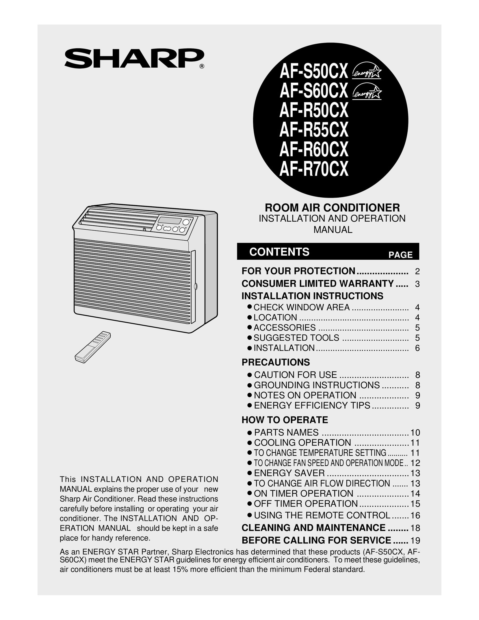 Sharp AF-R50CX Air Conditioner User Manual