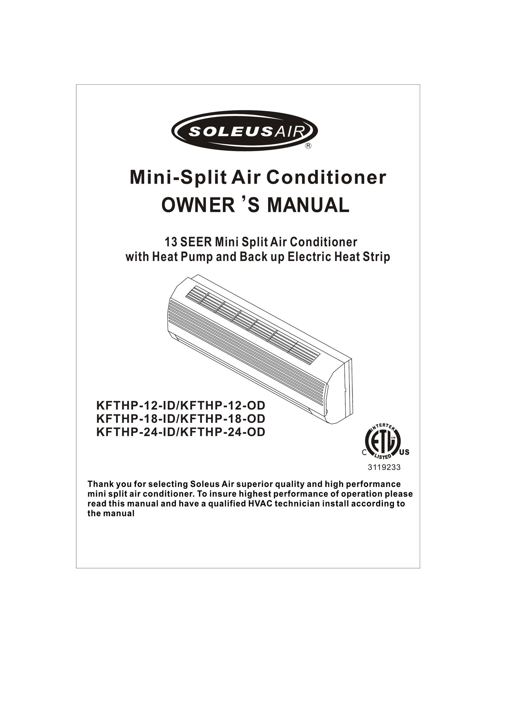 Soleus Air 3119233 Air Conditioner User Manual
