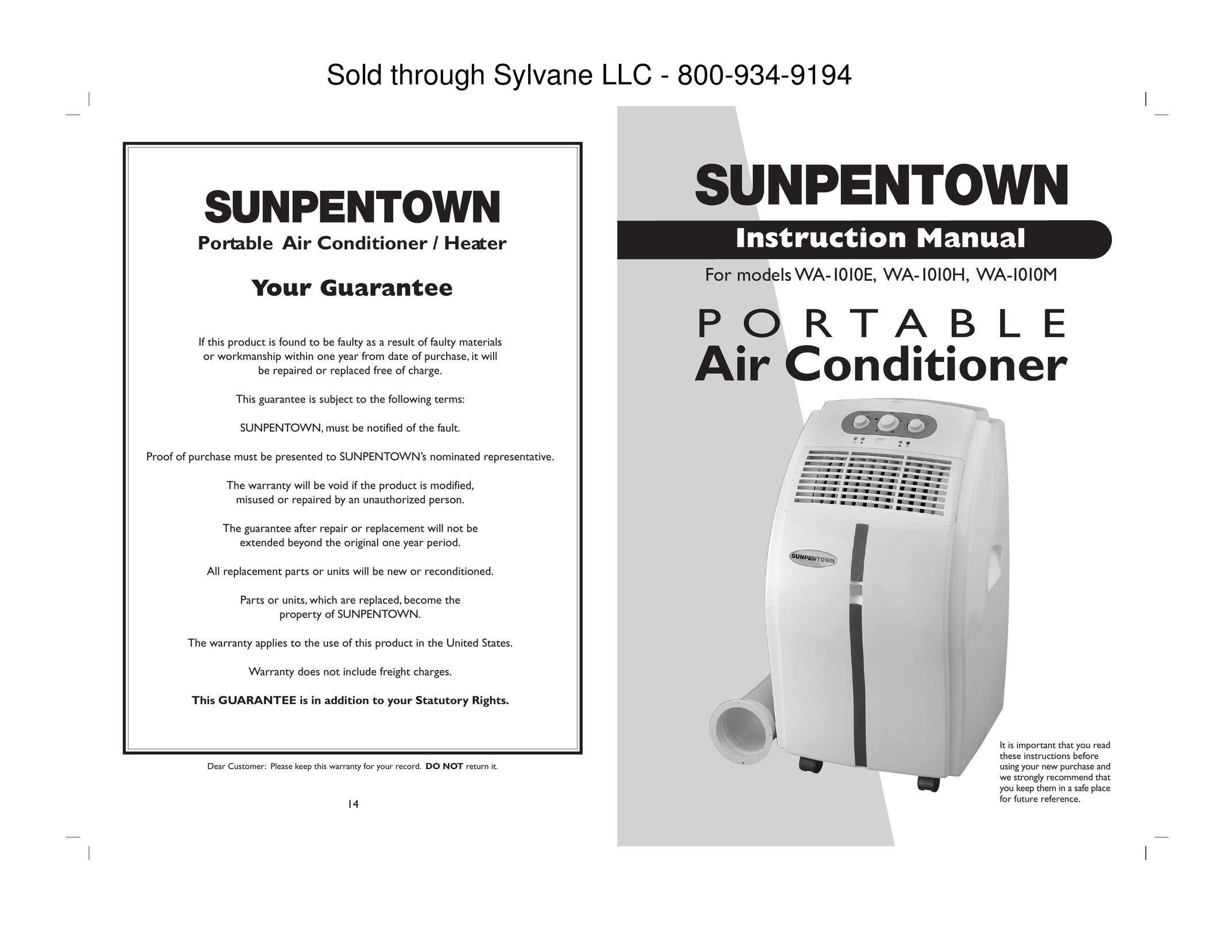 Sunpentown Intl WA-1010H Air Conditioner User Manual