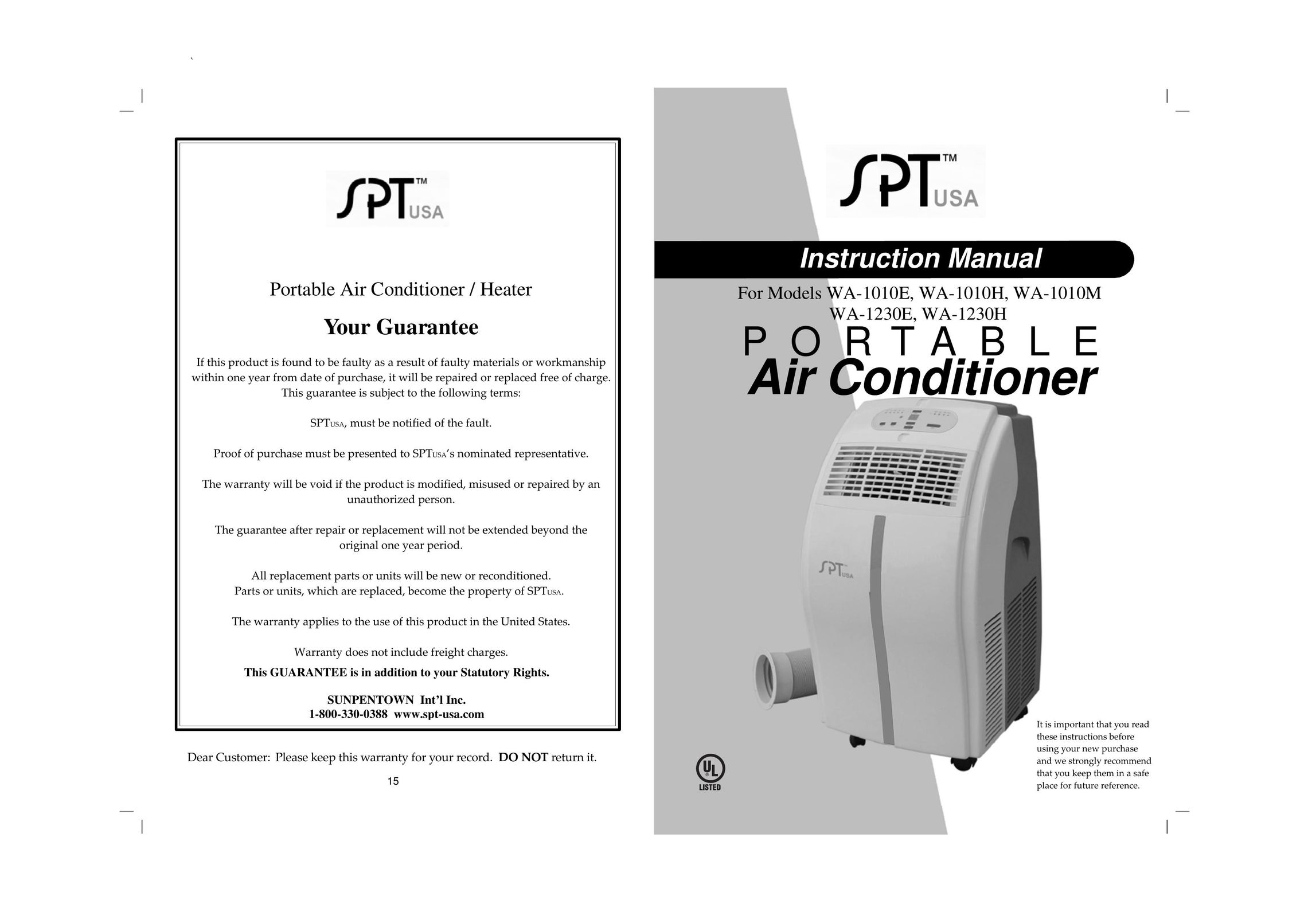 Sunpentown Intl WA-1230H Air Conditioner User Manual