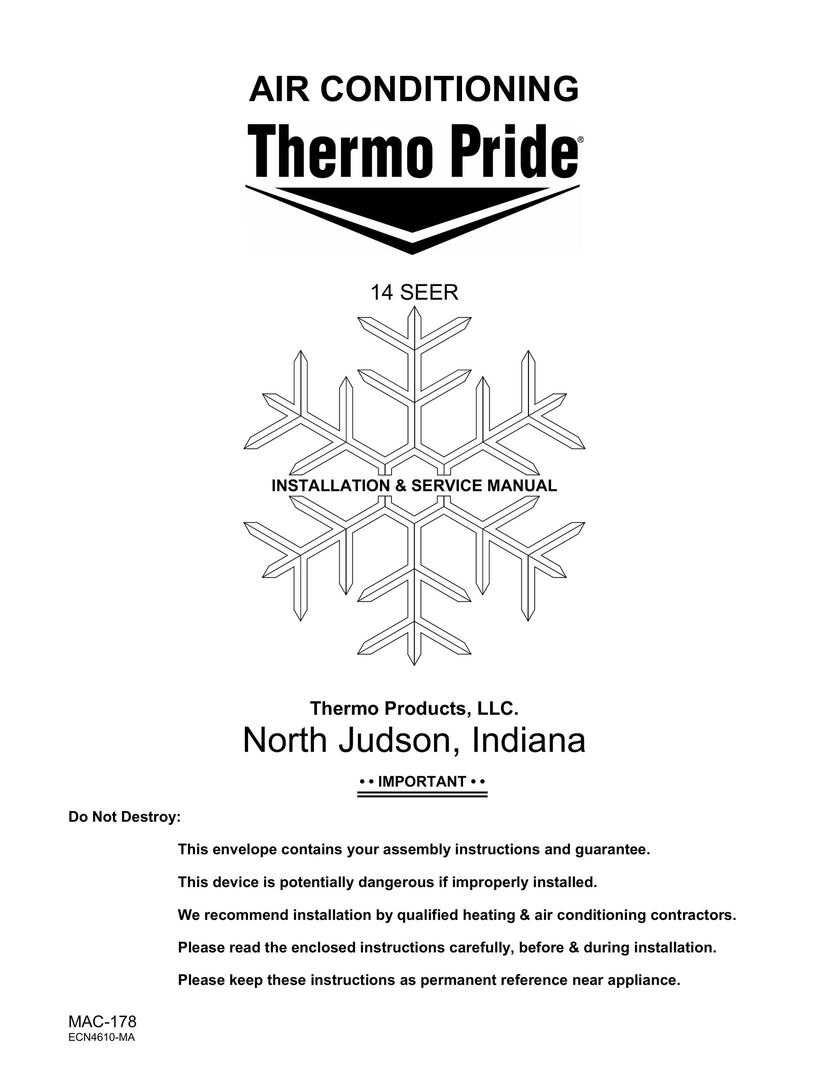 Thermo Products 14 SEER Air Conditioner User Manual