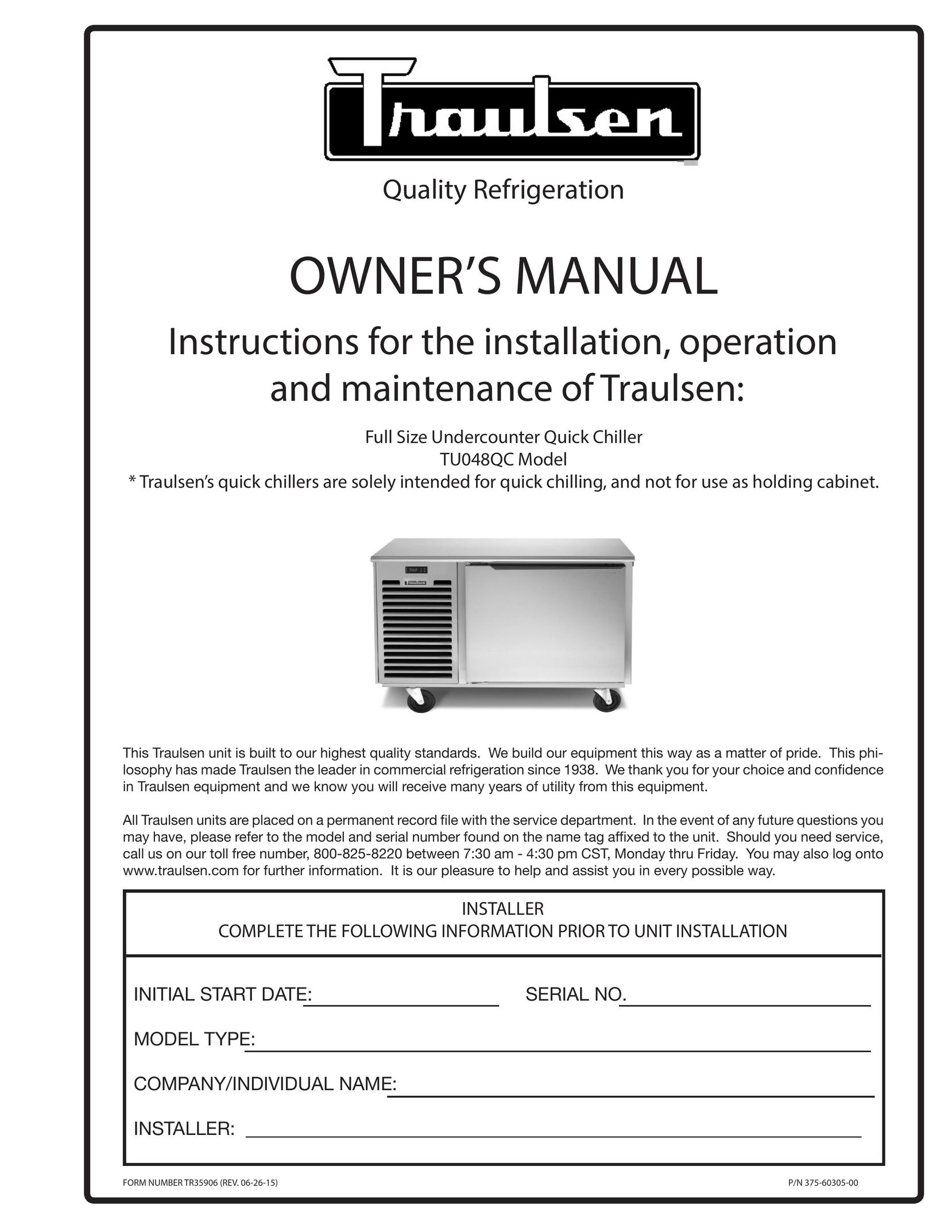 Traulsen TU048QC Air Conditioner User Manual