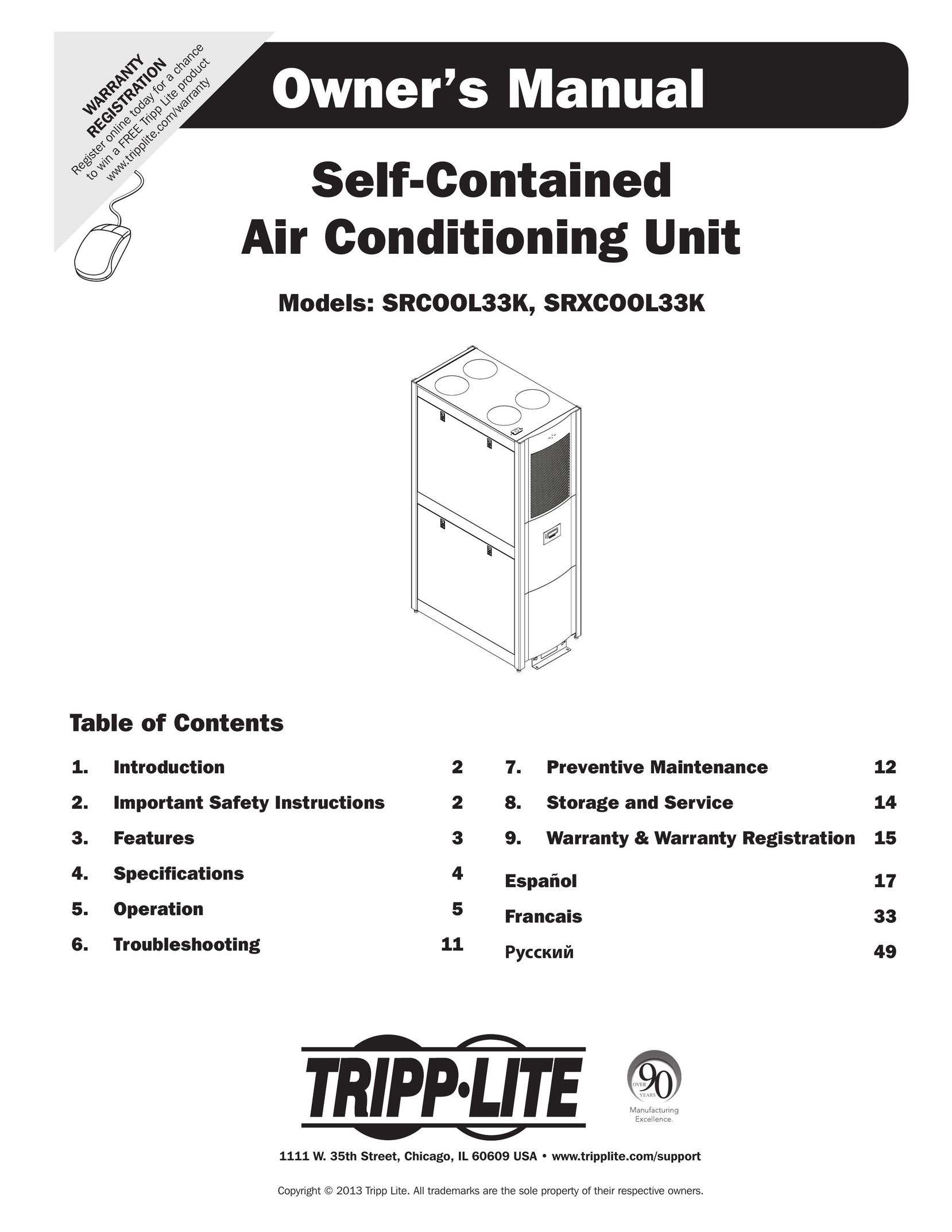 Tripp Lite SRCOOL33K Air Conditioner User Manual
