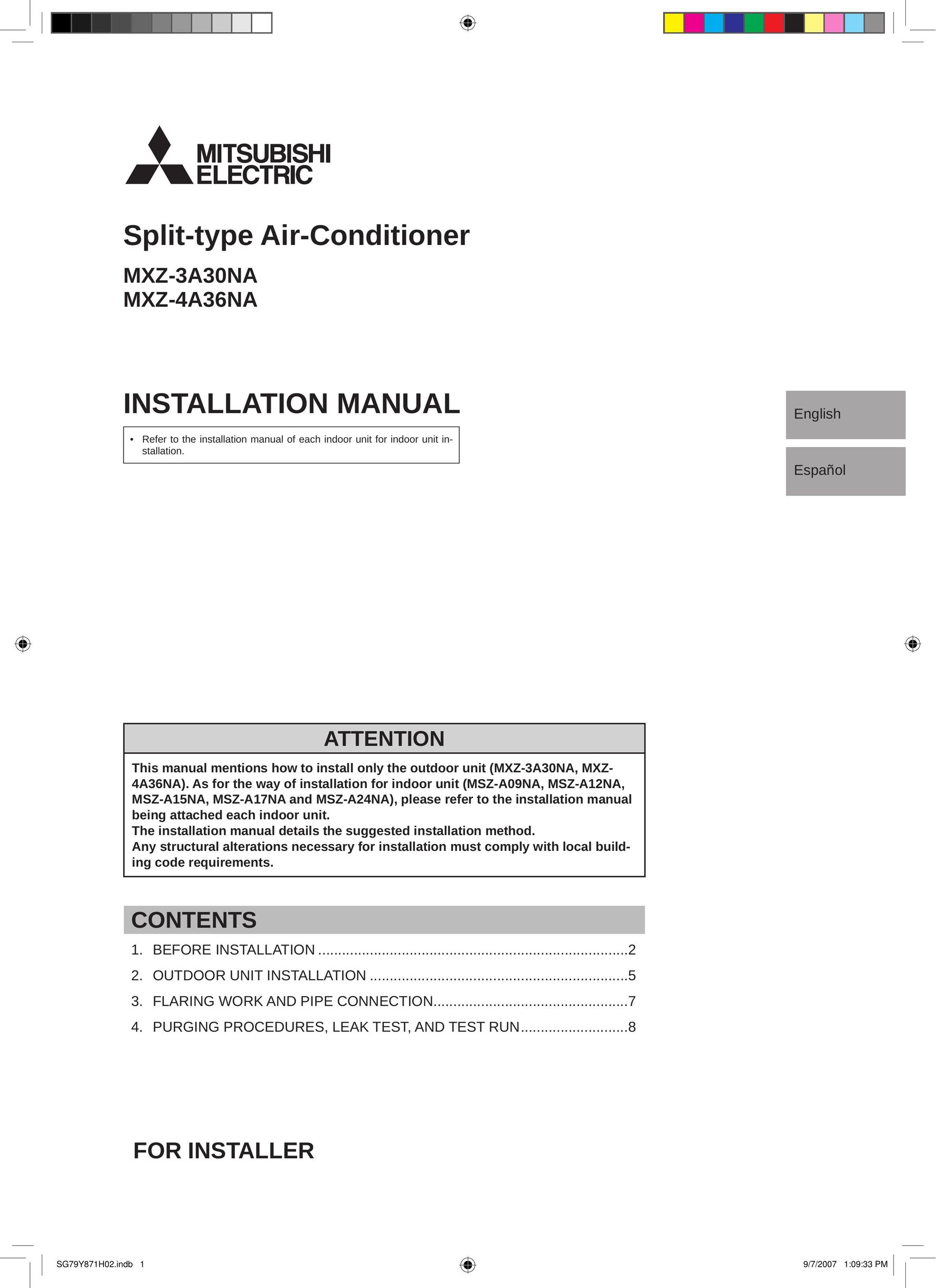 Troy-Bilt MXZ-3A30NA Air Conditioner User Manual