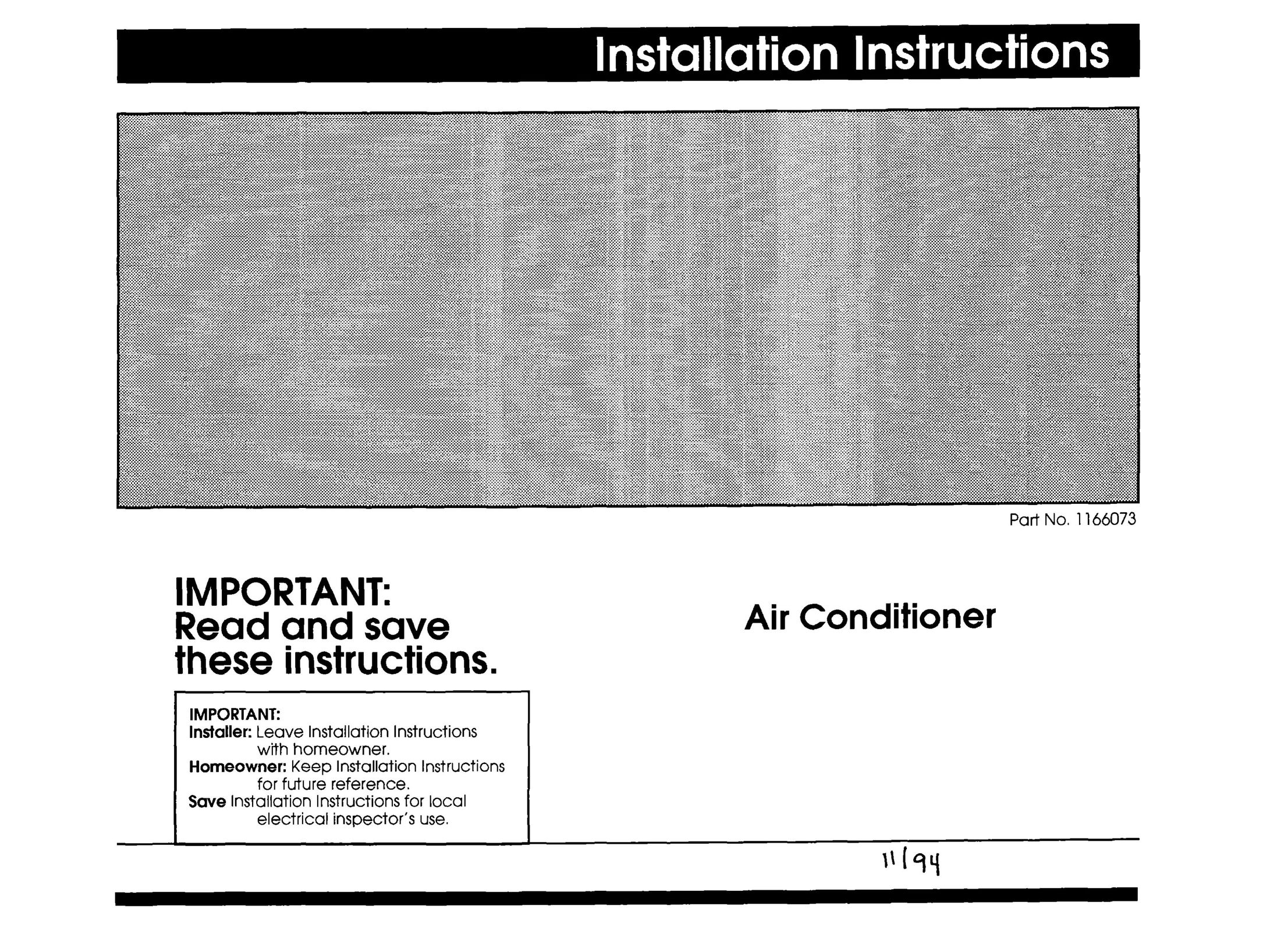 Whirlpool 1166073 Air Conditioner User Manual