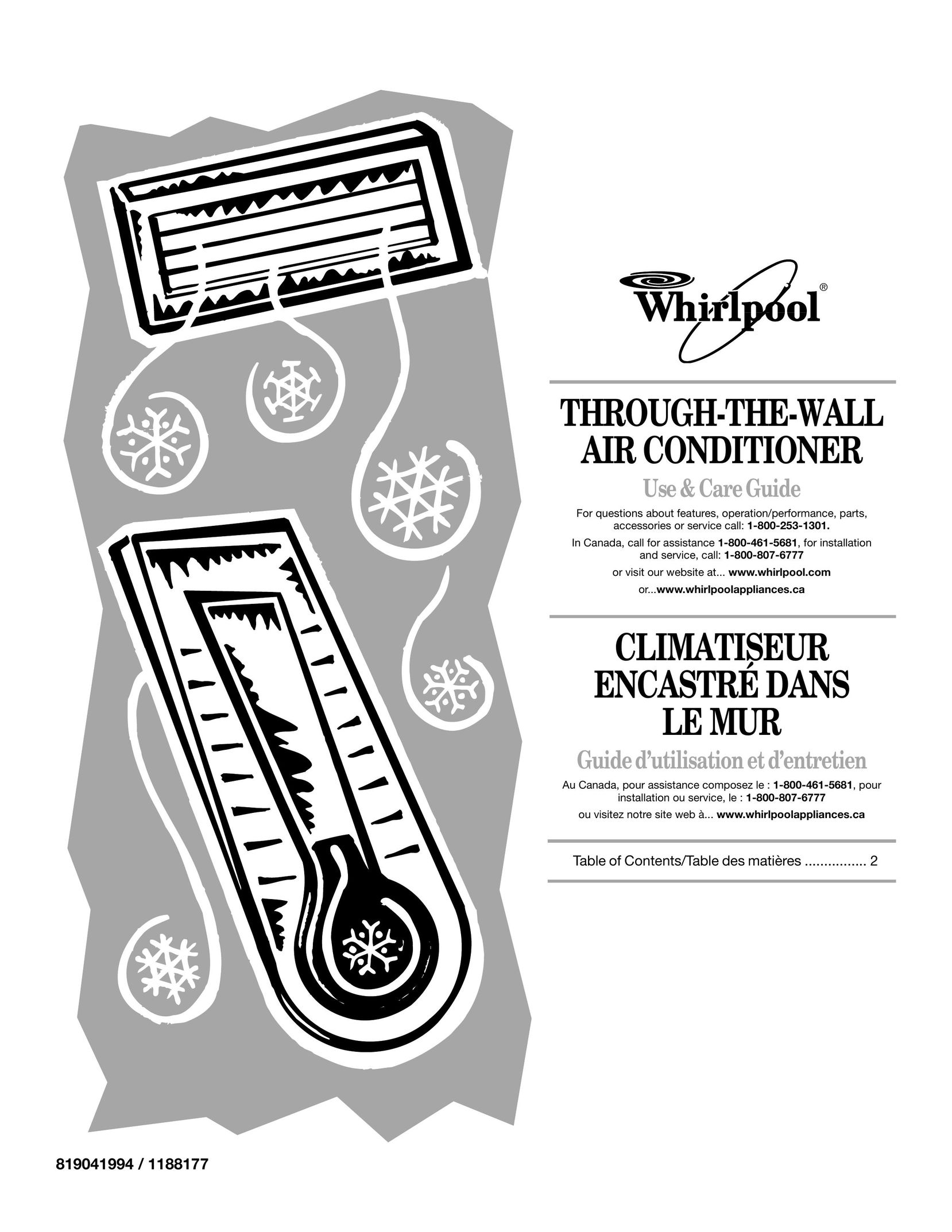 Whirlpool 1188177 Air Conditioner User Manual