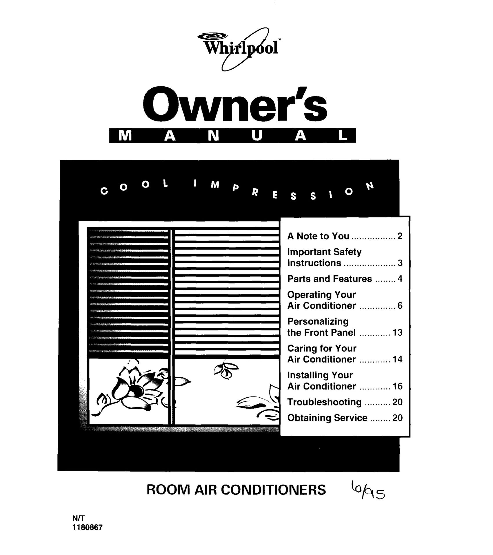 Whirlpool 3PACH21DD0 Air Conditioner User Manual