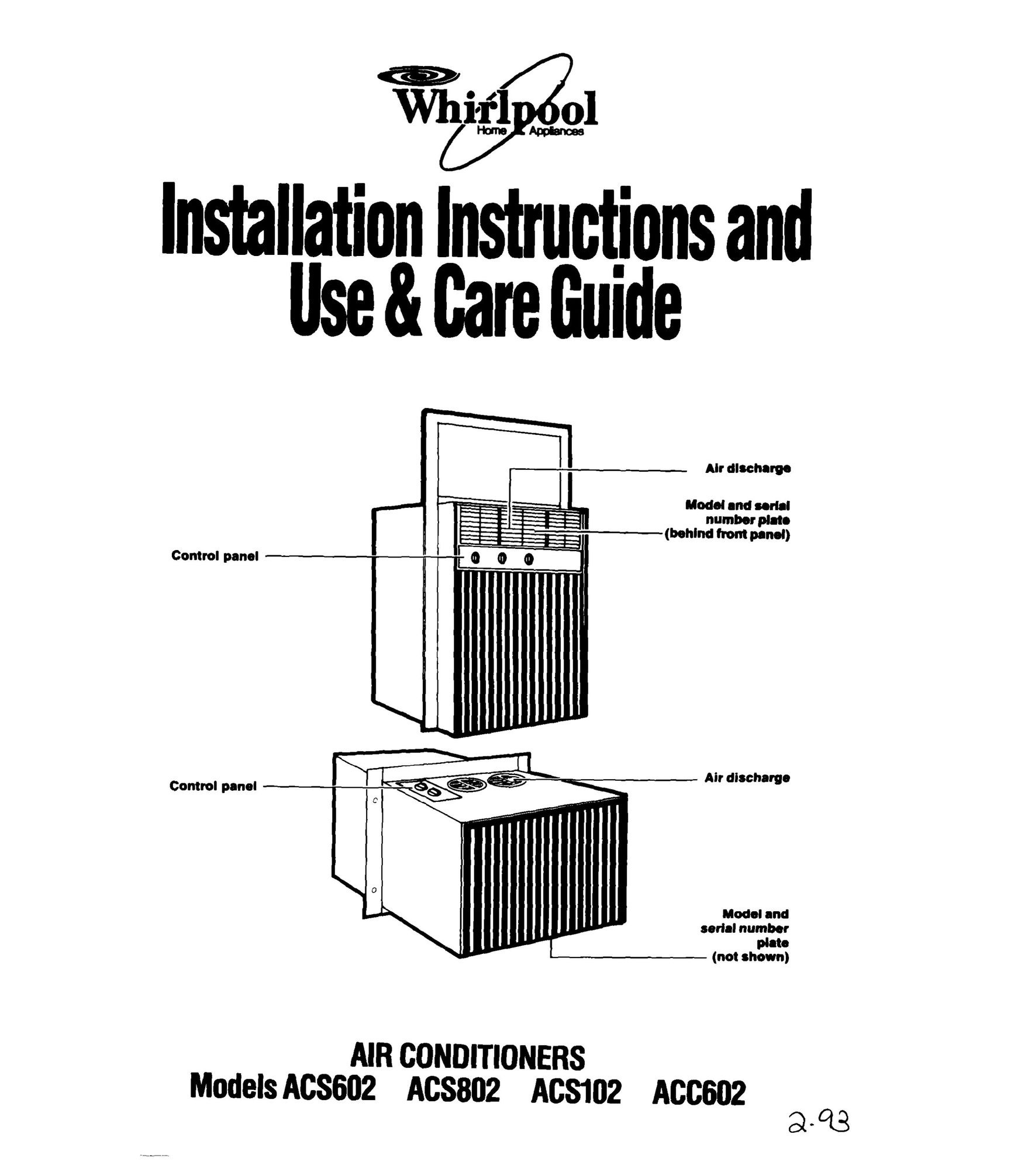 Whirlpool ACC602 Air Conditioner User Manual