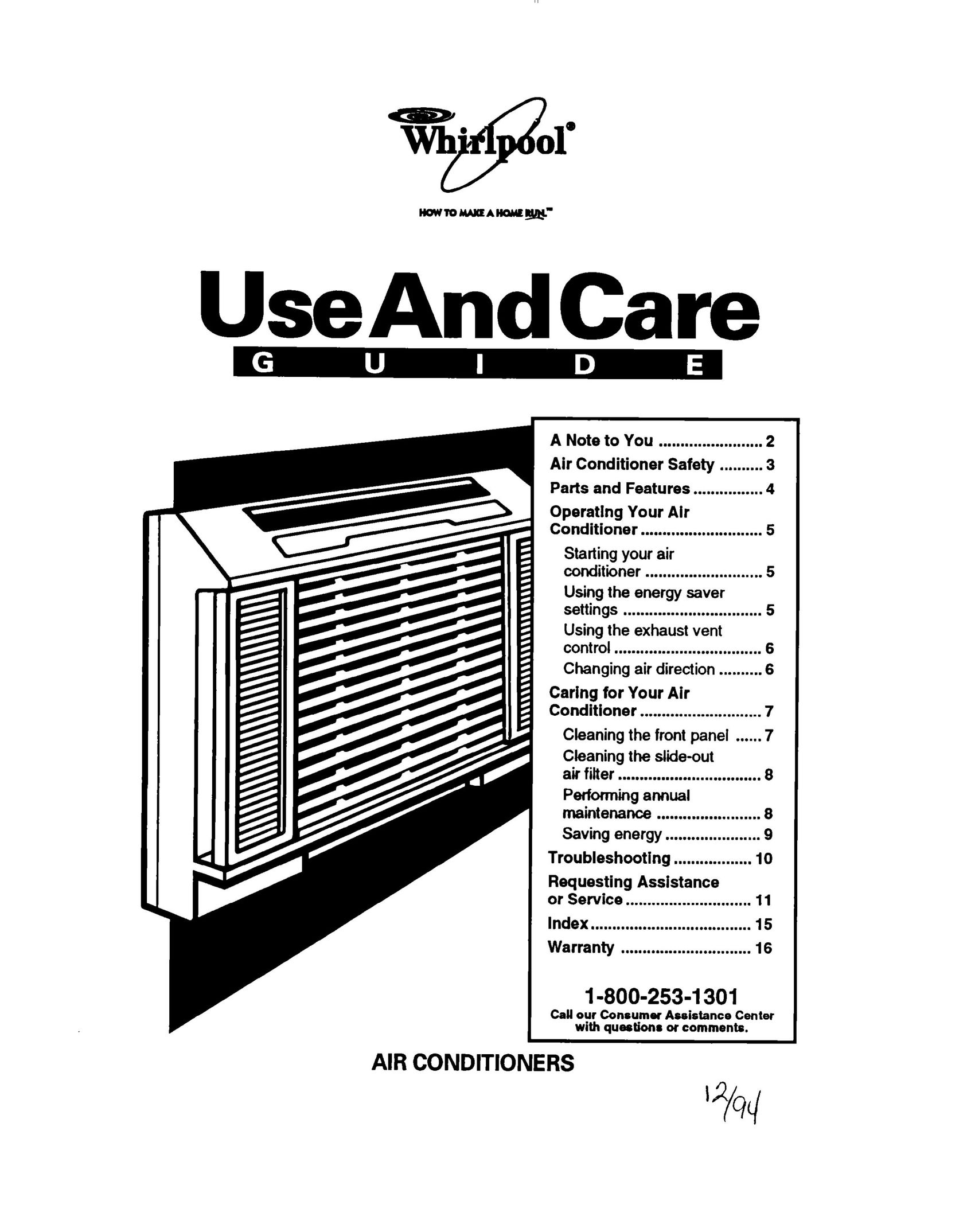 Whirlpool ACE184XD0 Air Conditioner User Manual