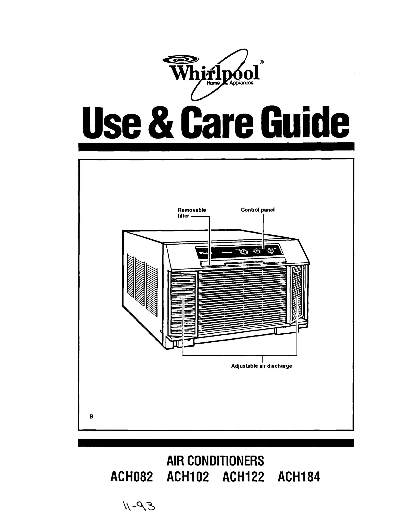Whirlpool ACH102 Air Conditioner User Manual