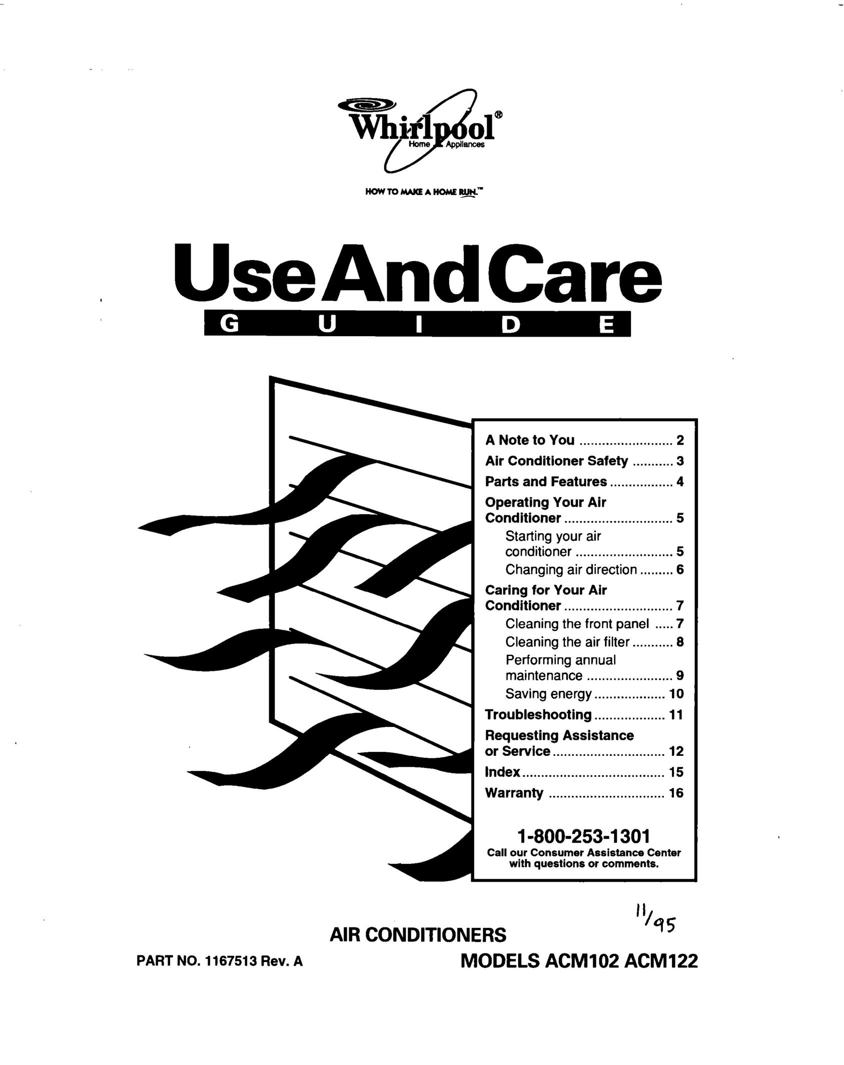 Whirlpool ACM102 Air Conditioner User Manual