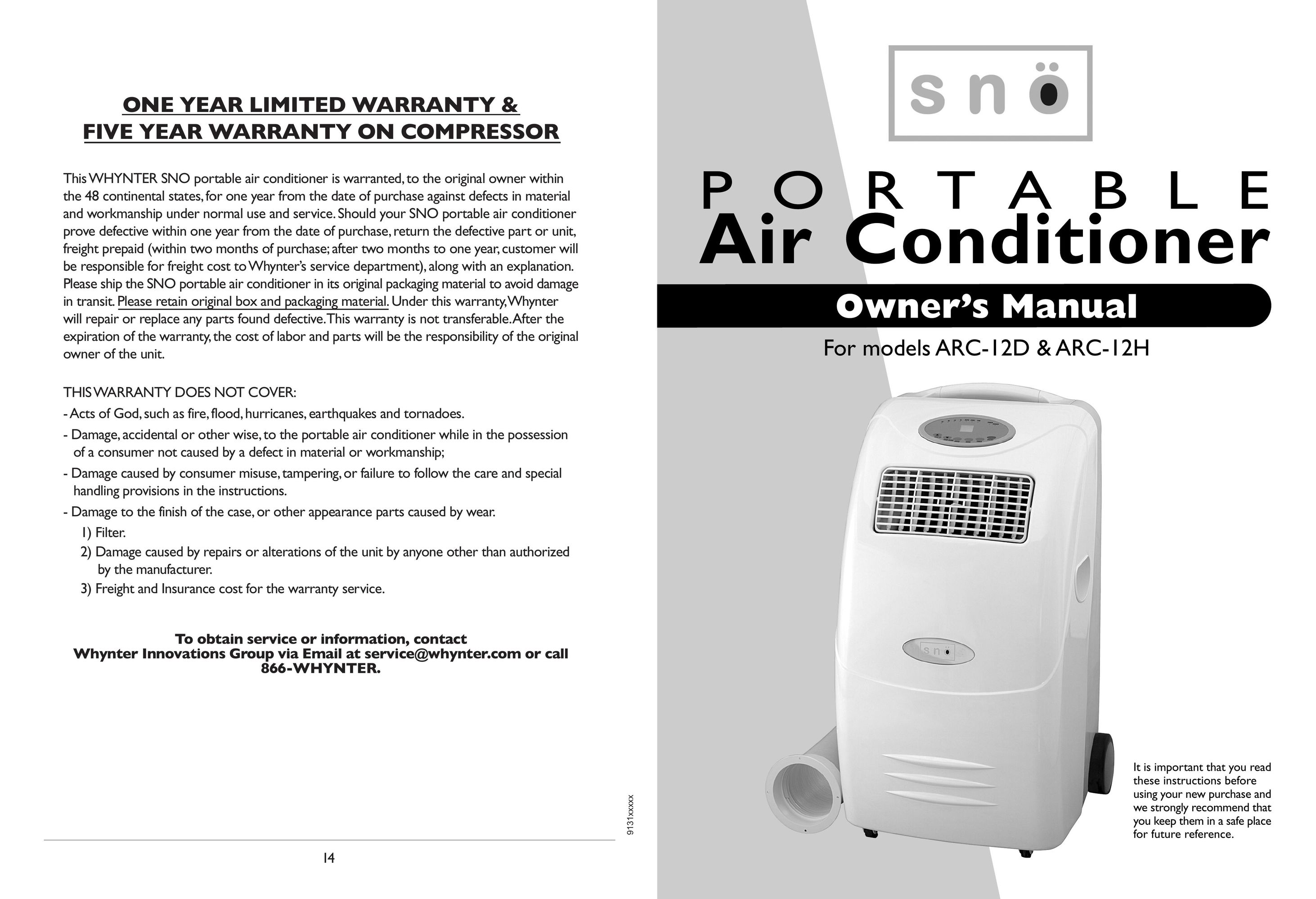 Whynter ARC-12H Air Conditioner User Manual