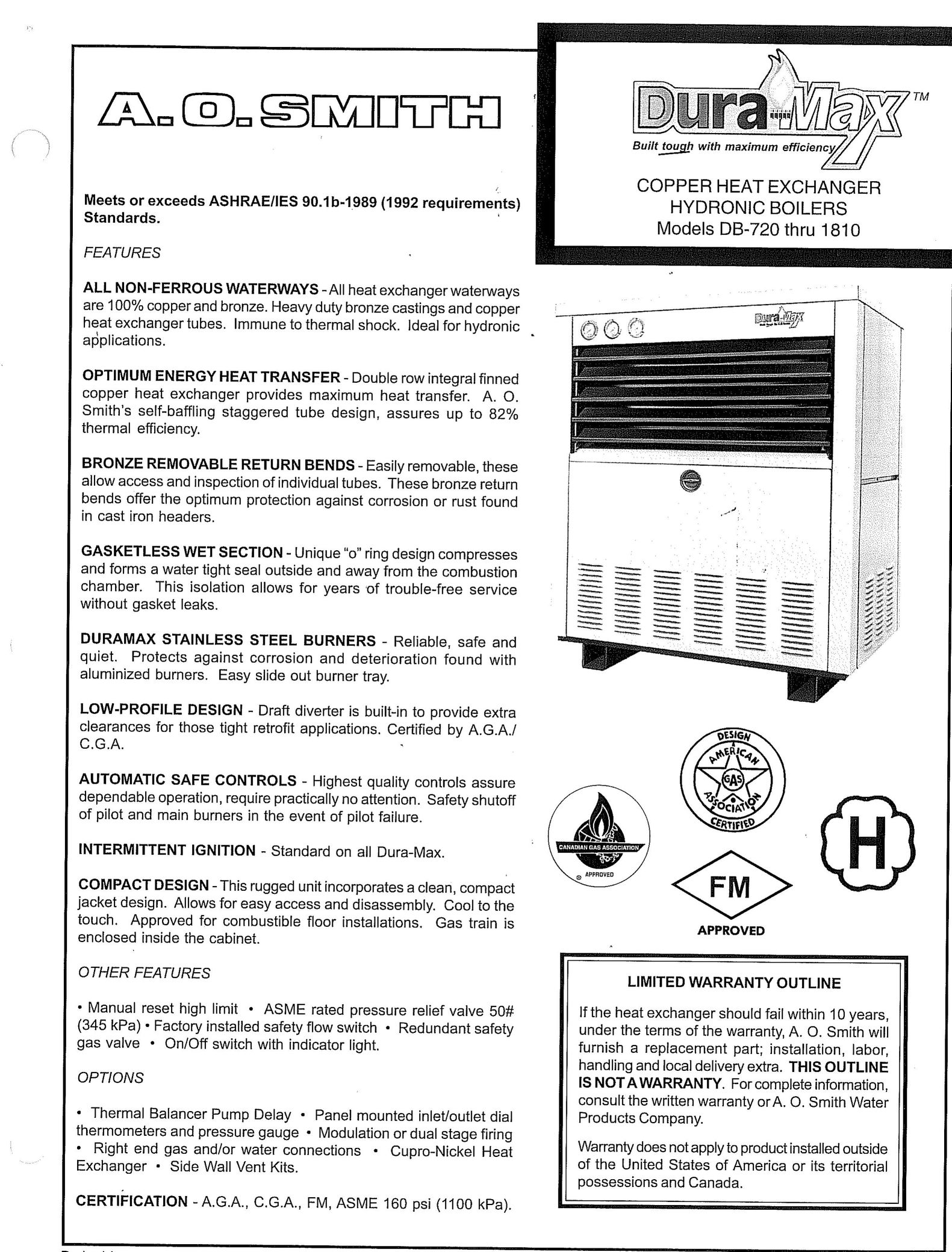 A.O. Smith DB-720 thru 1810 Boiler User Manual