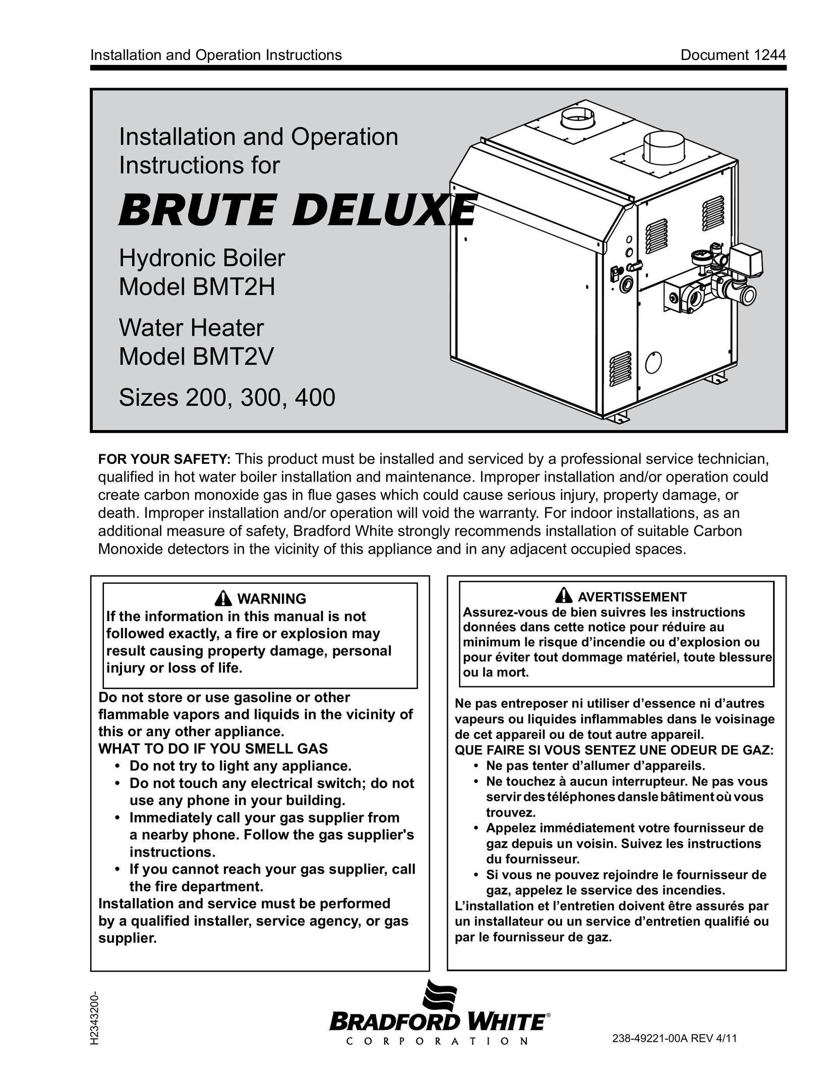 Bradford-White Corp BMT2V Boiler User Manual