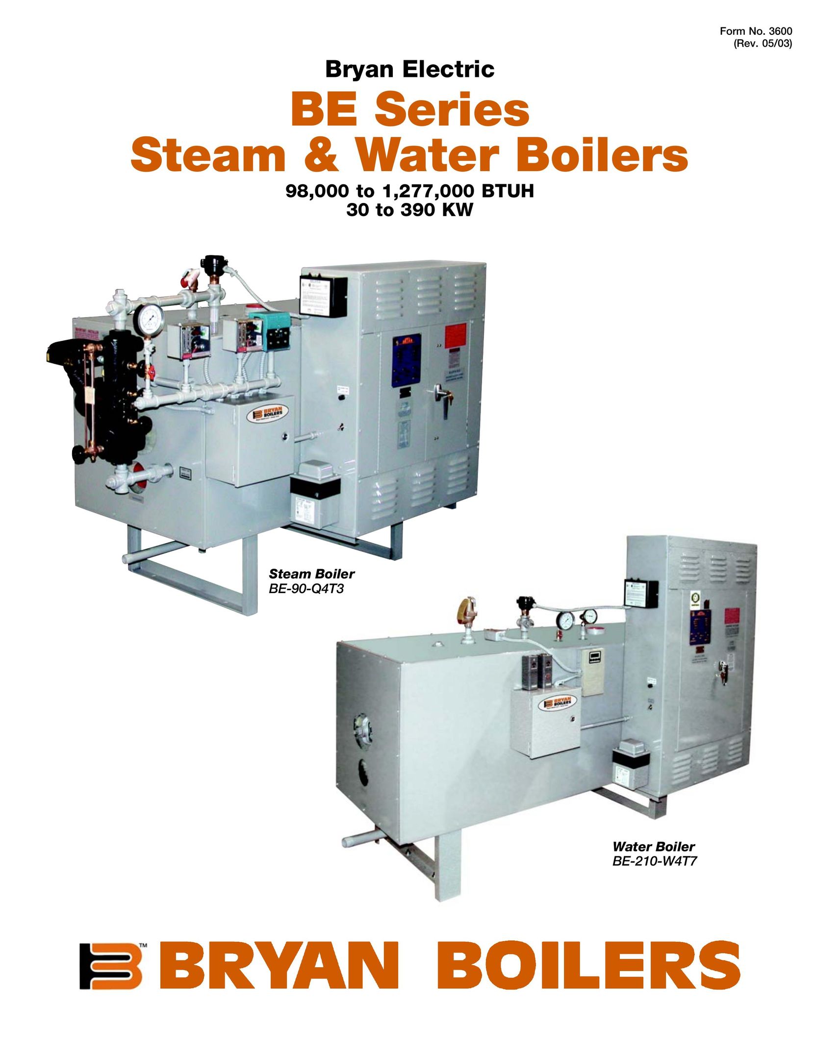 Bryan Boilers BE-210-W4T7 Boiler User Manual