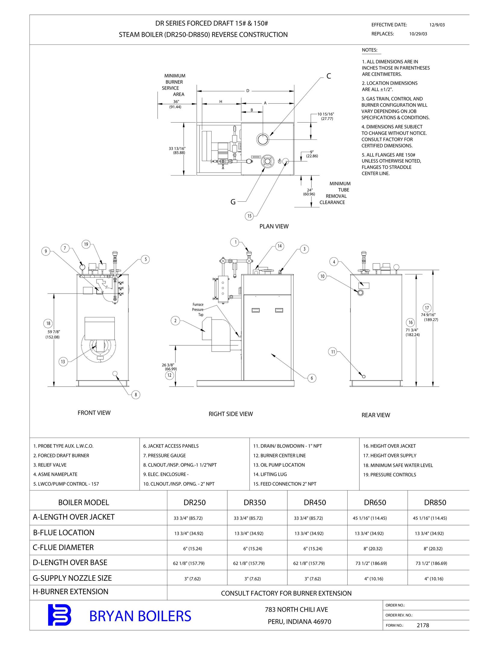 Bryan Boilers DR250 Boiler User Manual