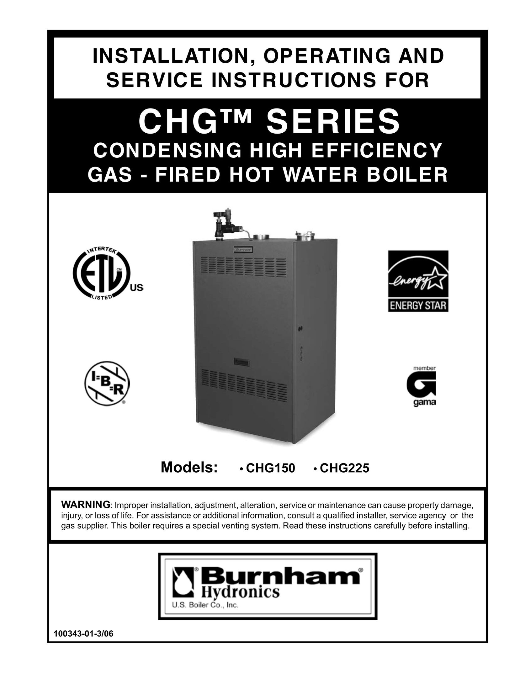 Burnham CHG225 Boiler User Manual