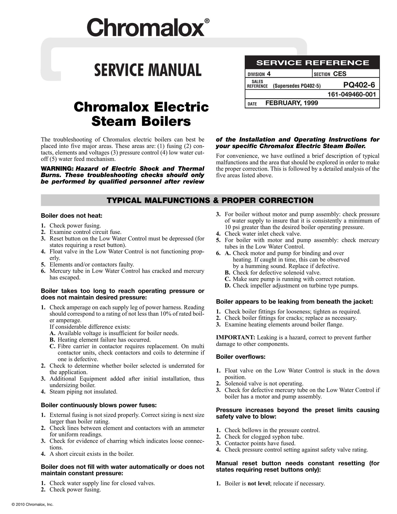 Chromalox PQ402-6 Boiler User Manual