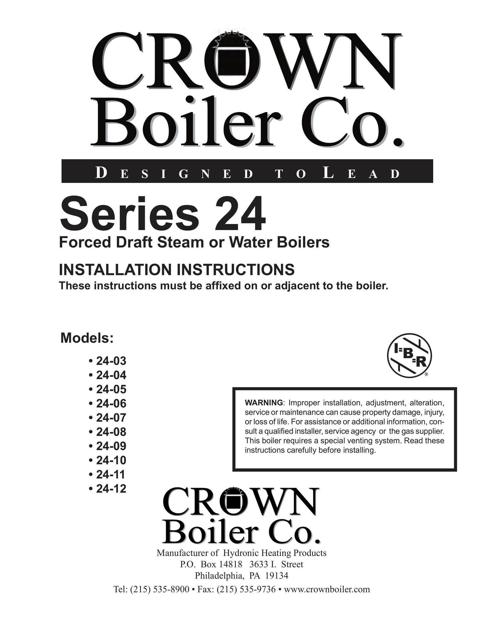 Crown Boiler 24-06 Boiler User Manual