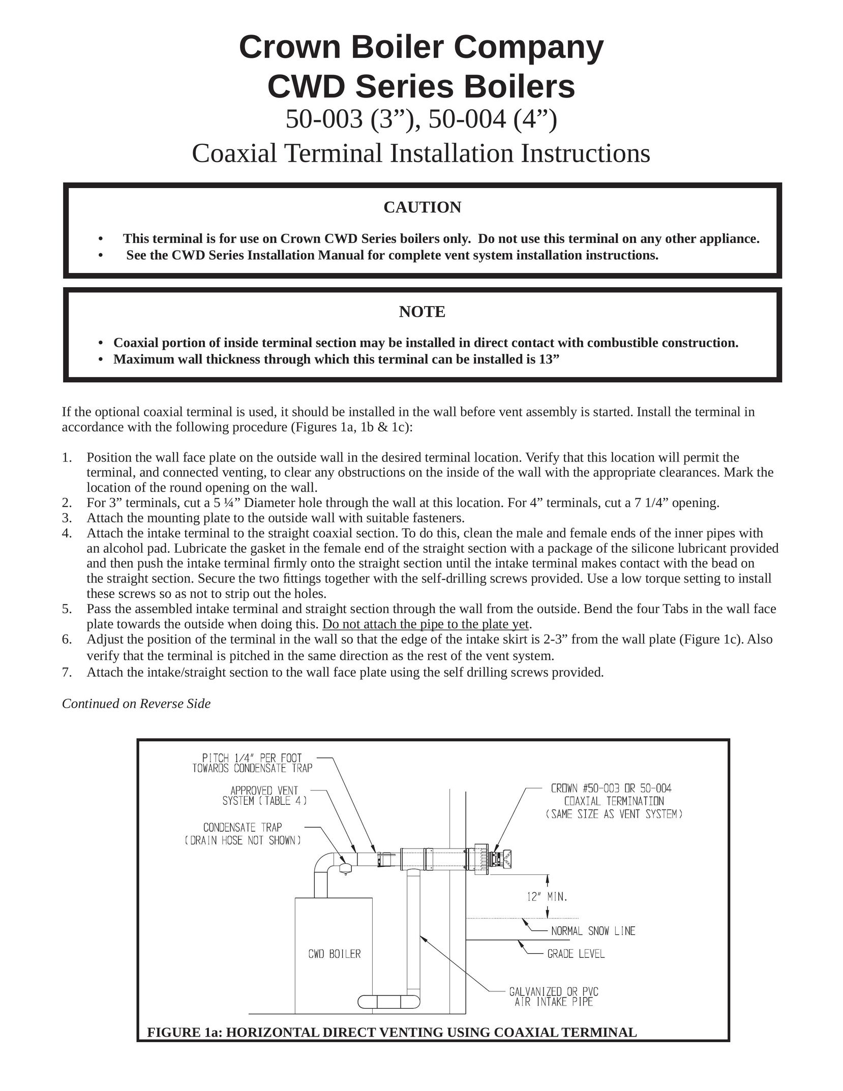 Crown Boiler 50-003 Boiler User Manual