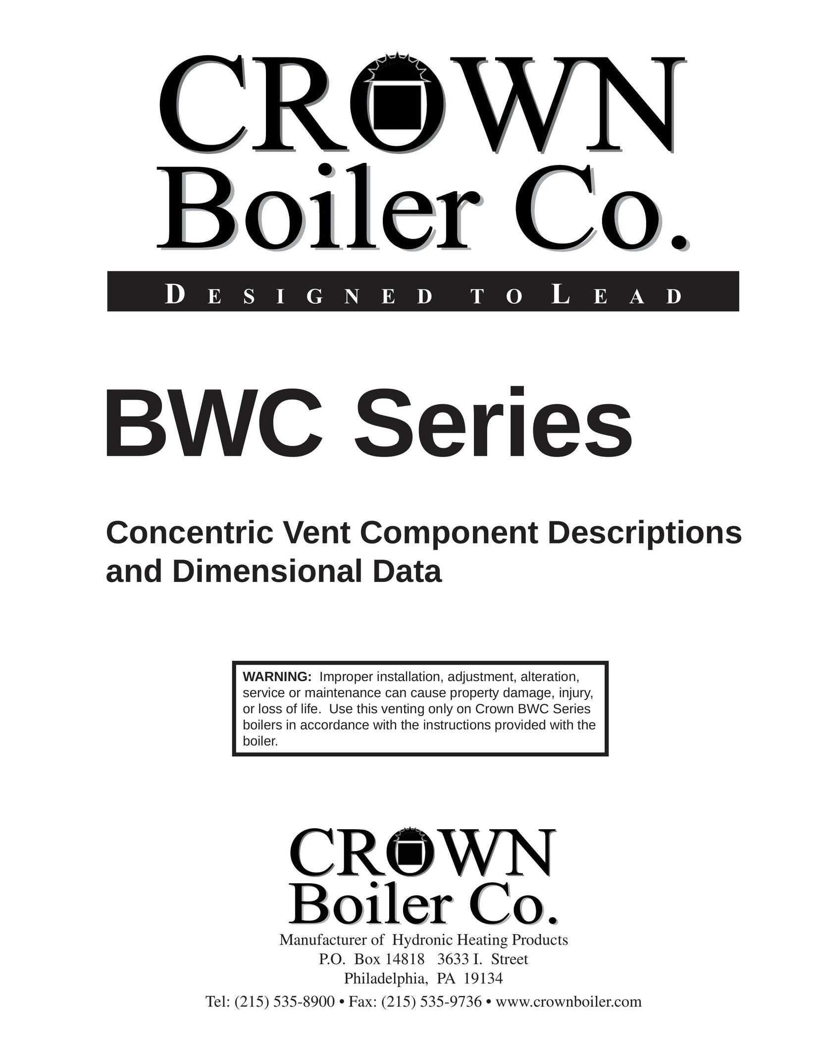 Crown Boiler BWC Series Boiler User Manual