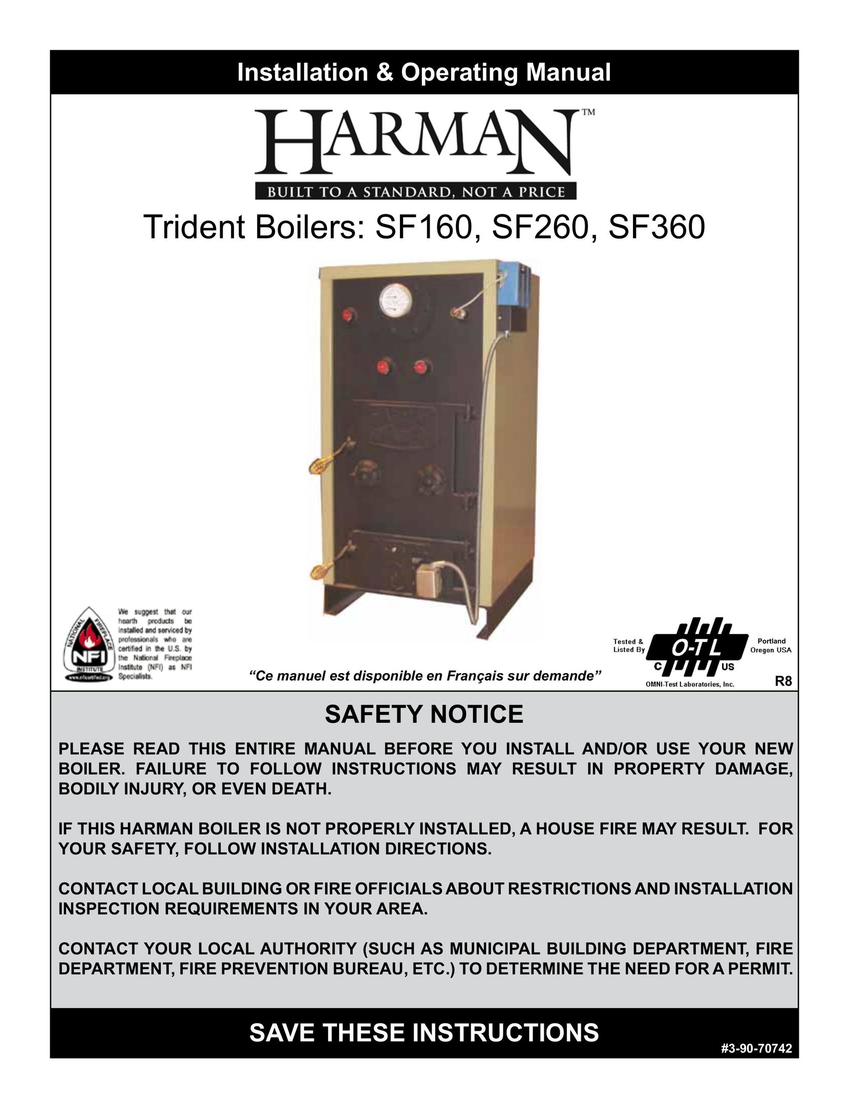 Harman SF160 Boiler User Manual