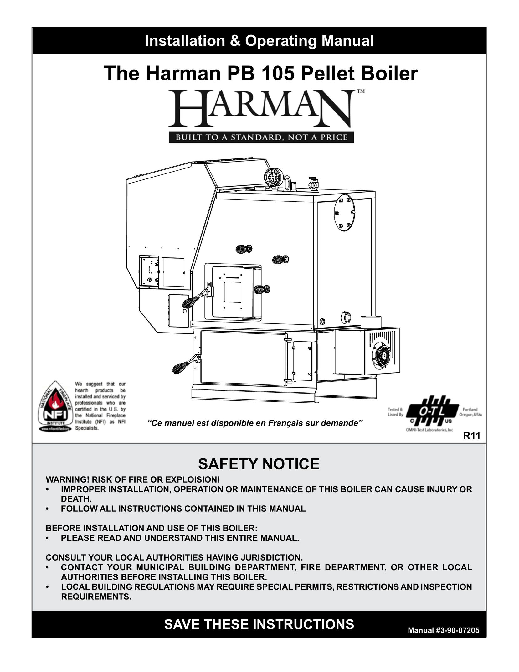 Harman Stove Company PB 105 Boiler User Manual