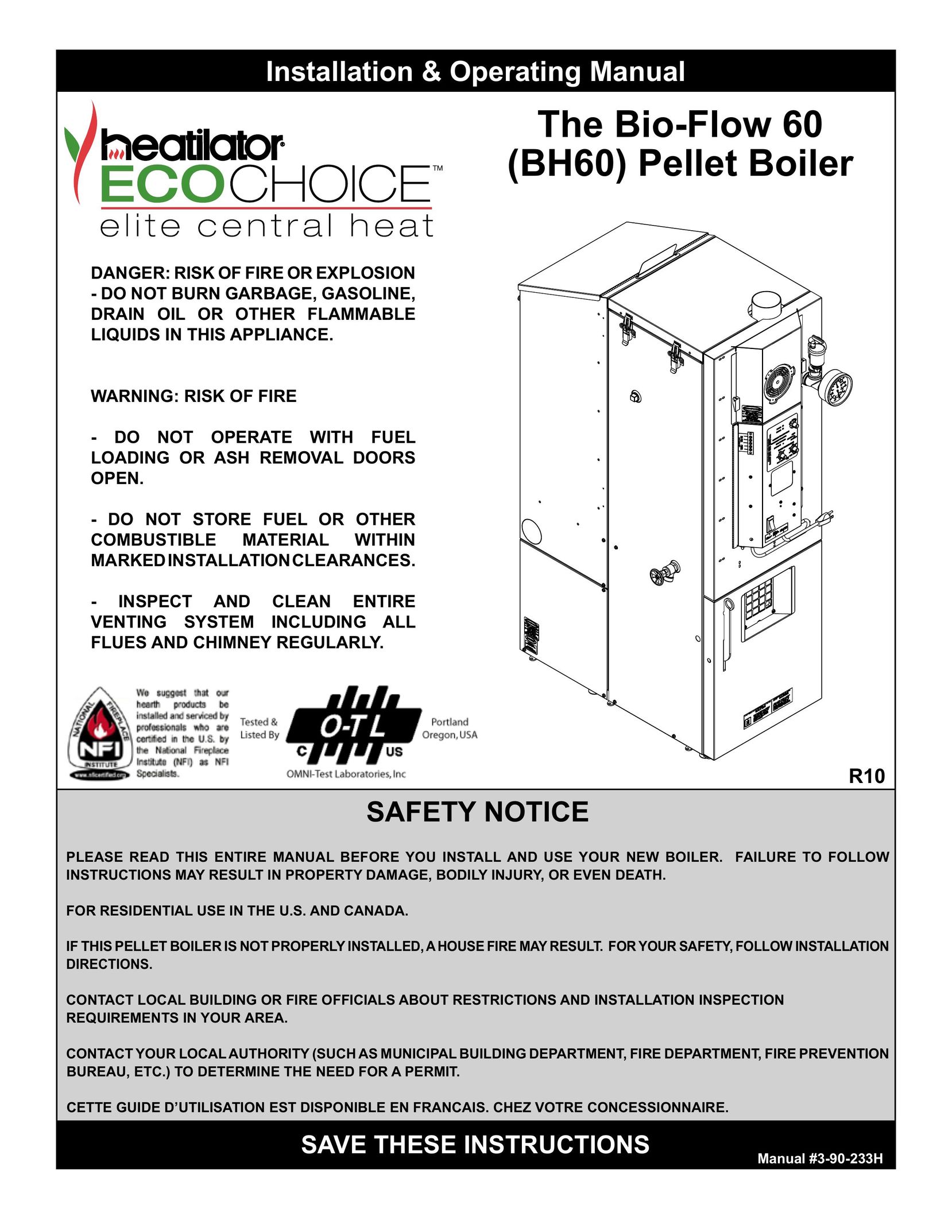 Heatiator BH60 Boiler User Manual
