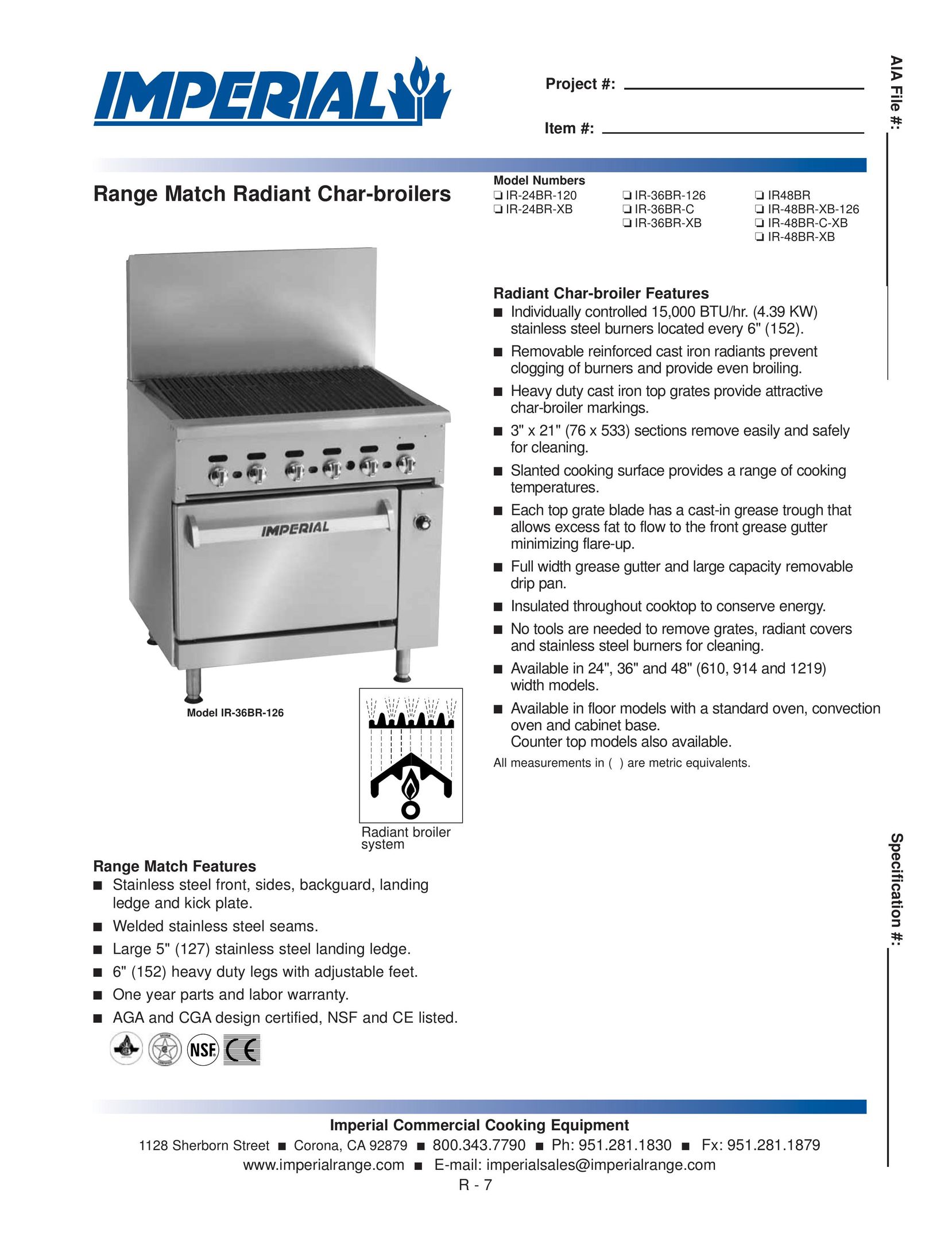 Imperial Range 36BR-126 Boiler User Manual
