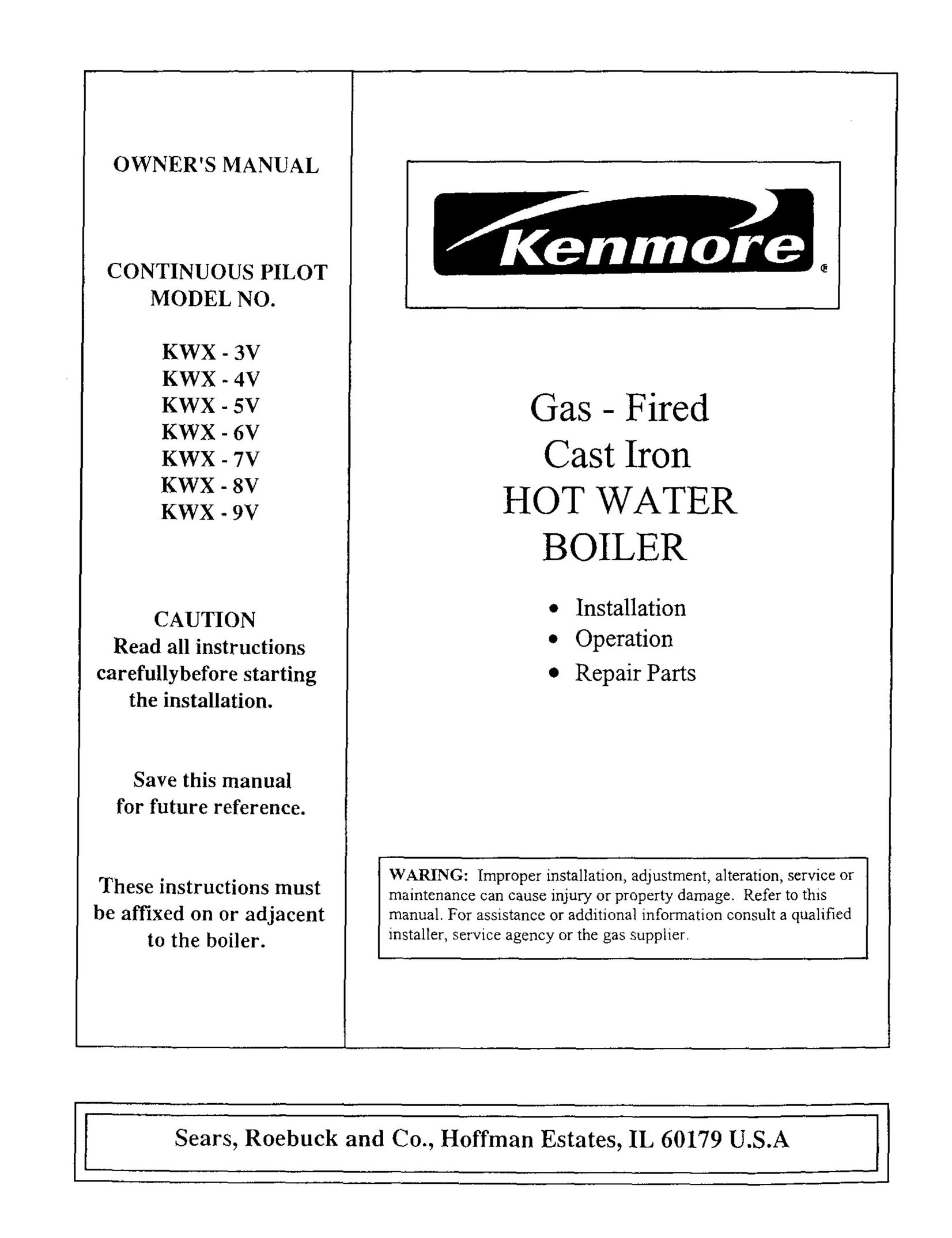 Kenmore KWX - 3V Boiler User Manual