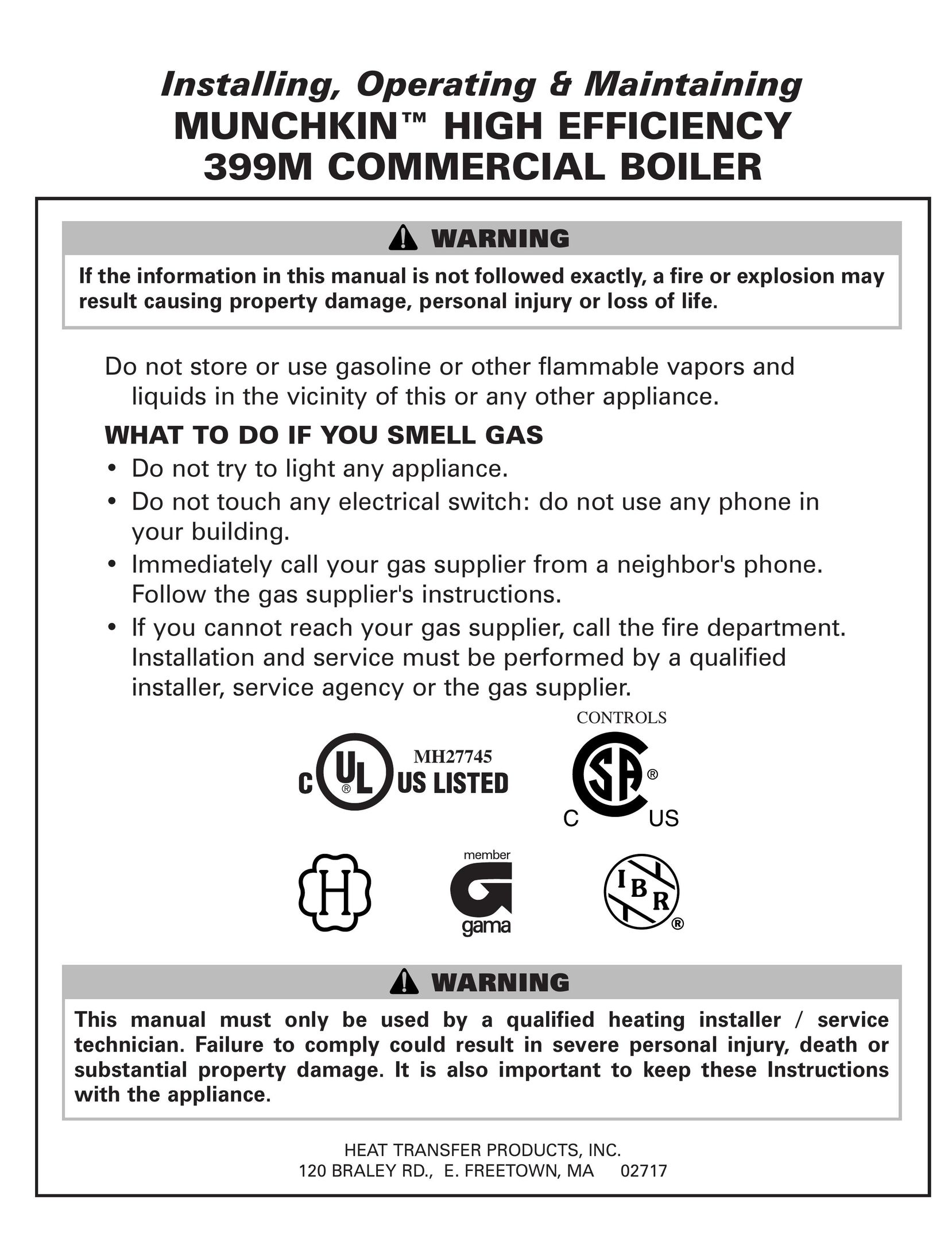 Munchkin 399M Boiler User Manual