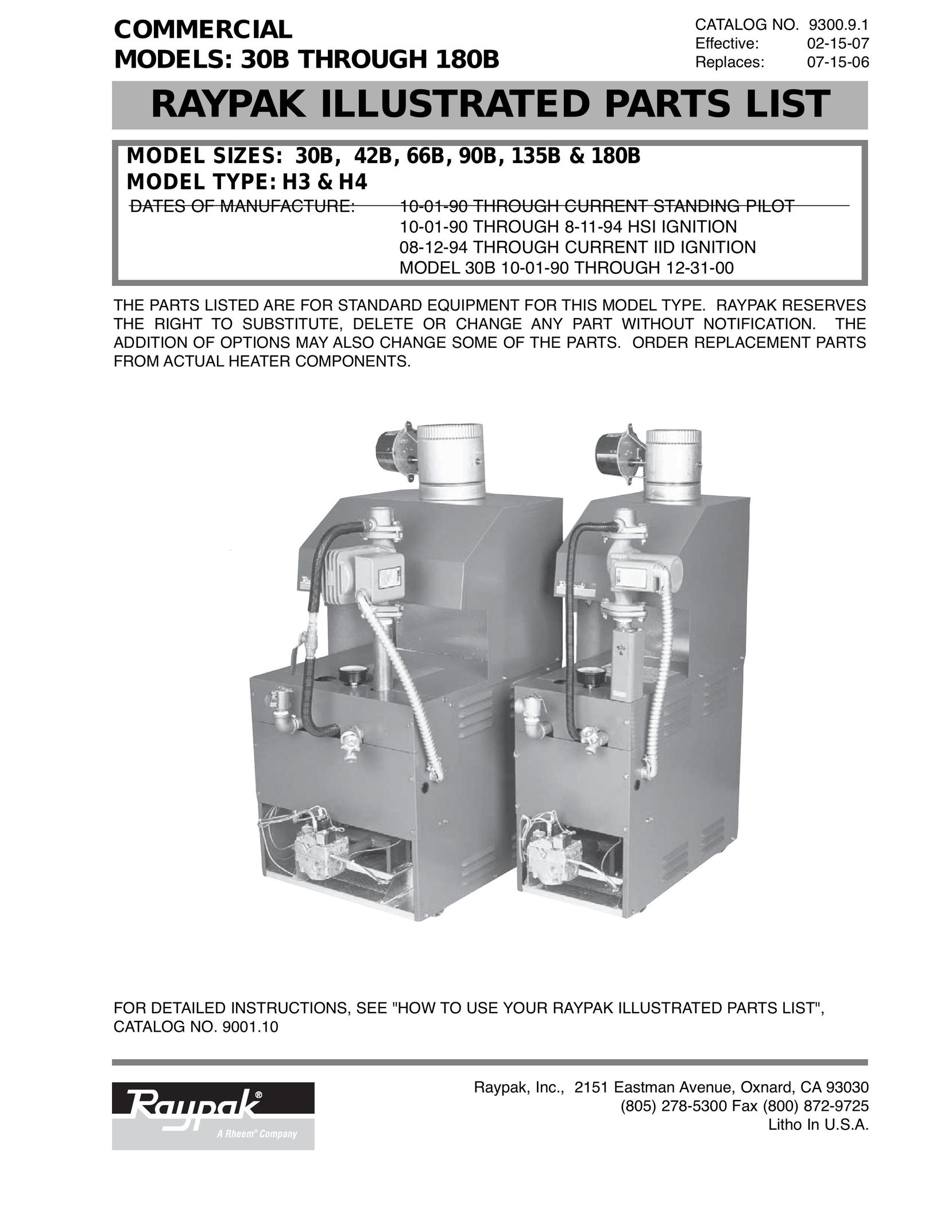 Raypak 180B Boiler User Manual