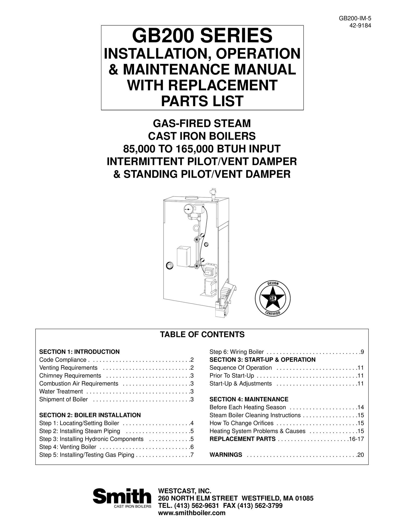 Smith Cast Iron Boilers GB200 SERIES Boiler User Manual