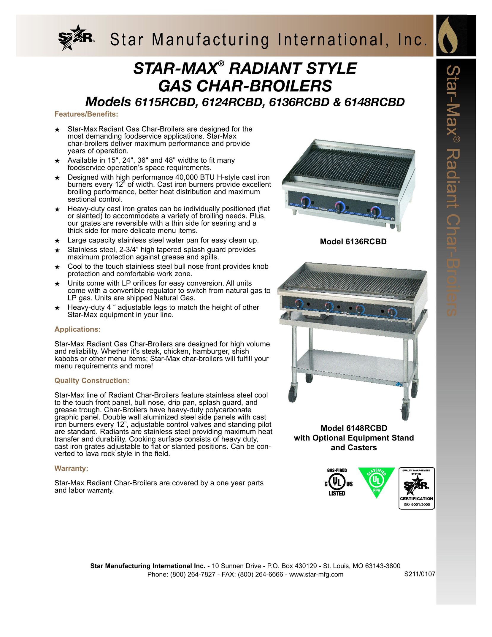 Star Manufacturing 6115RCBD Boiler User Manual