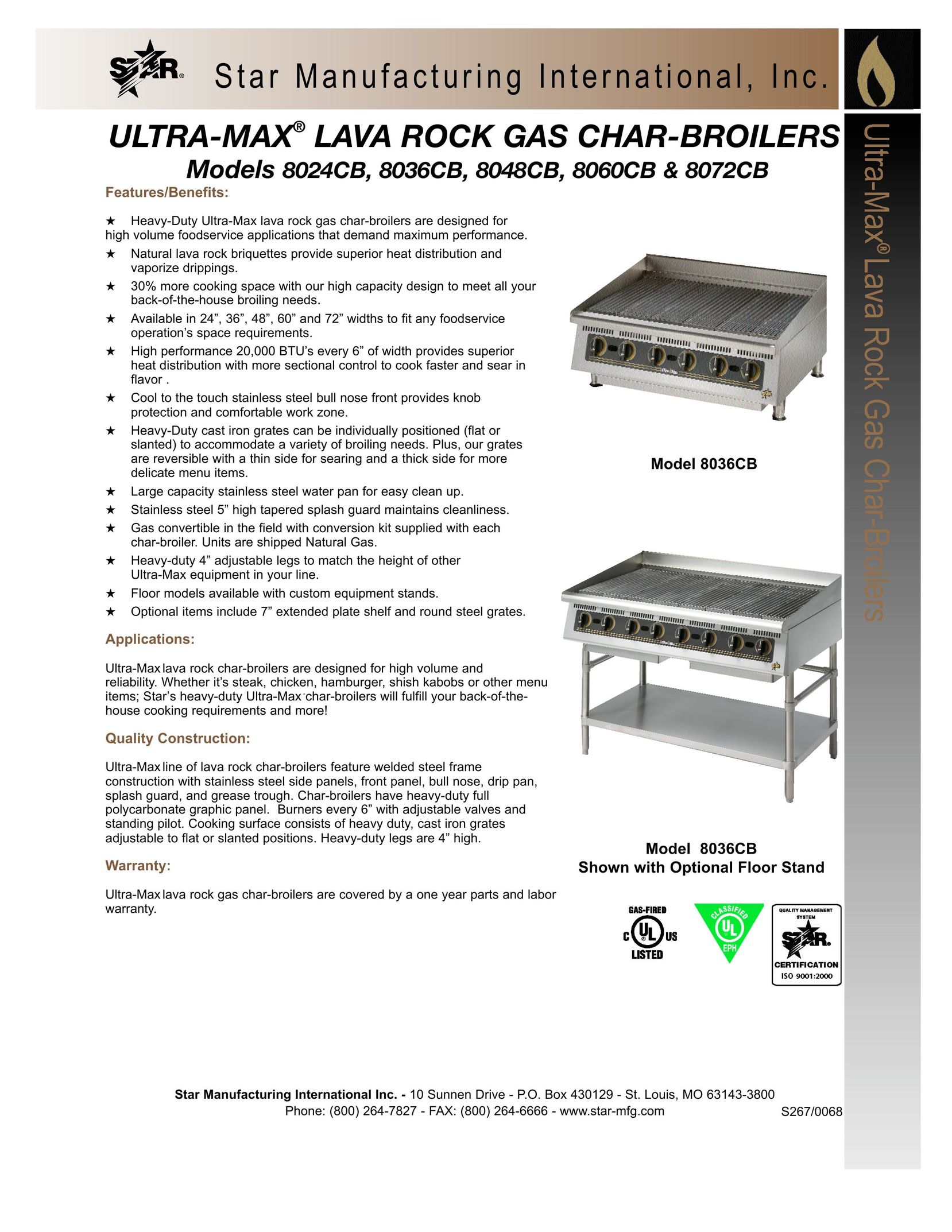 Star Manufacturing 8036CB Boiler User Manual