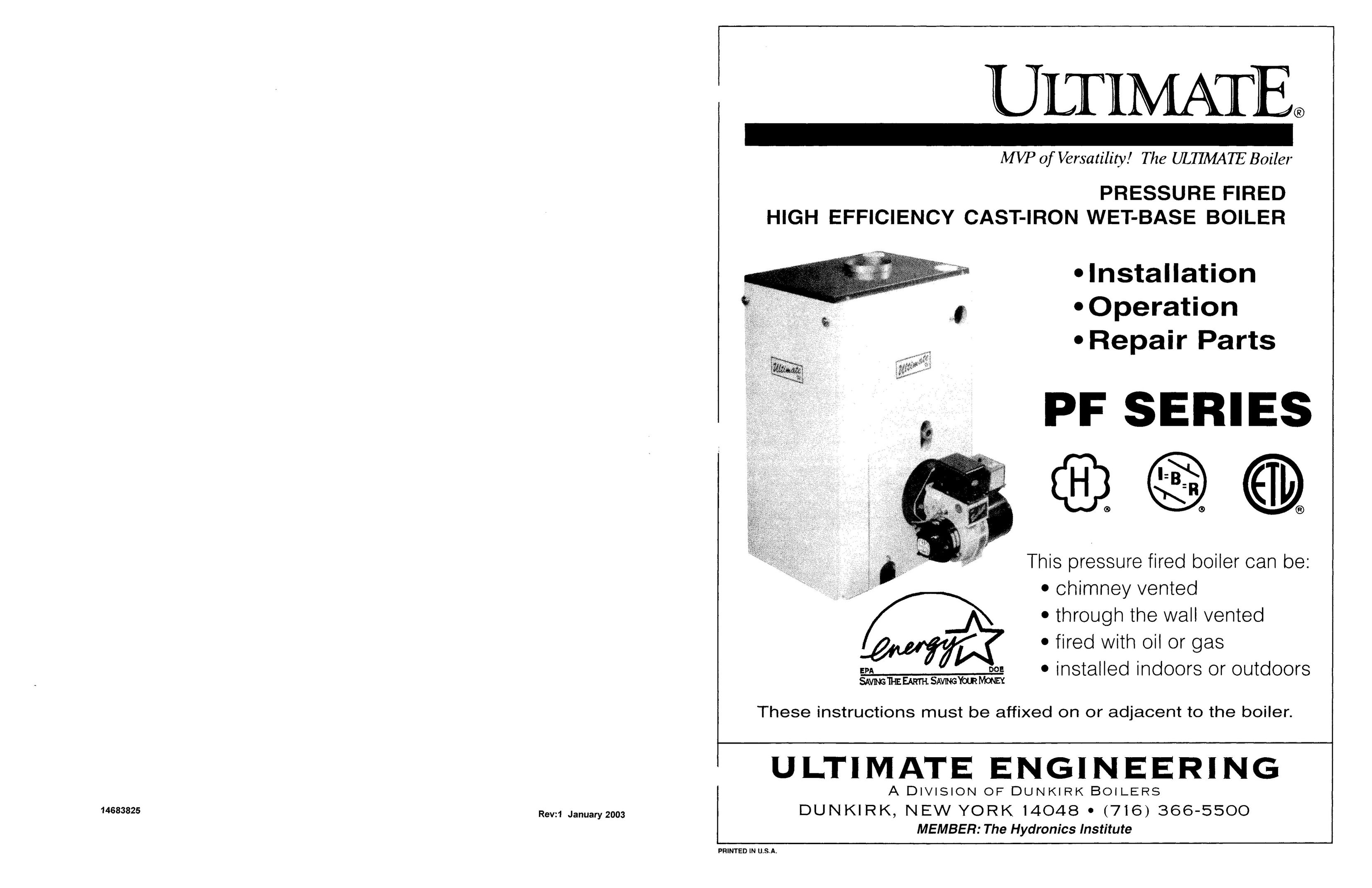 Ultimate Products PF Series Boiler User Manual