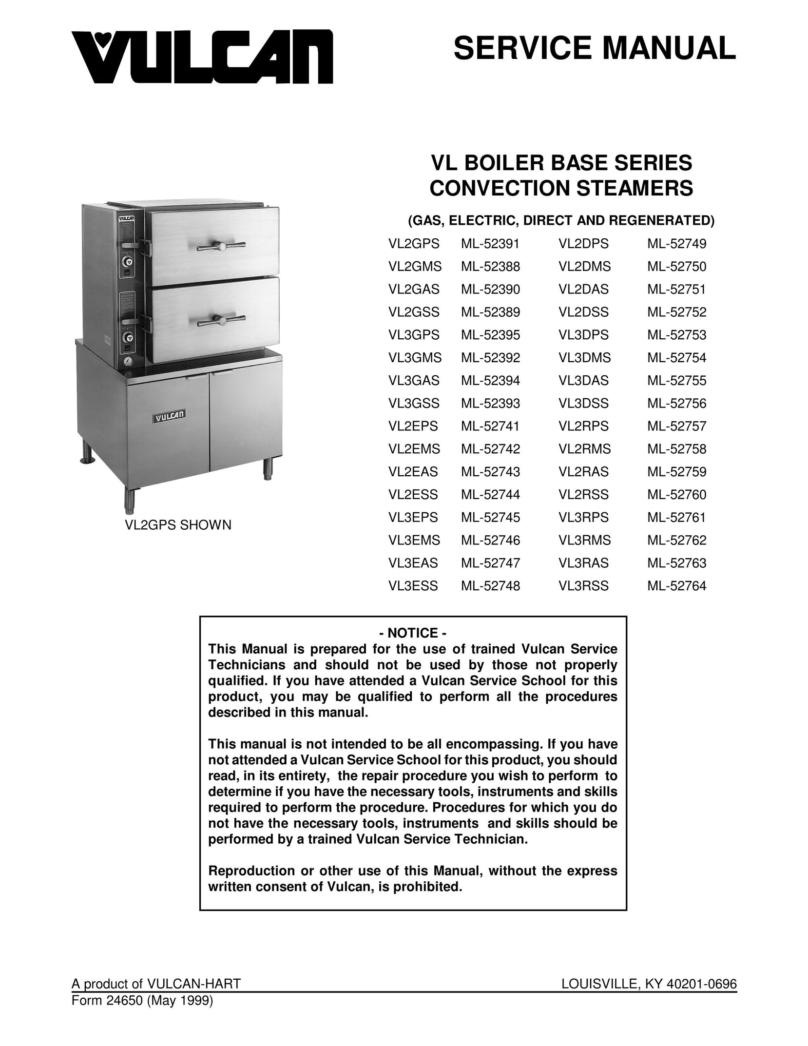 Vulcan-Hart VL3GSS Boiler User Manual