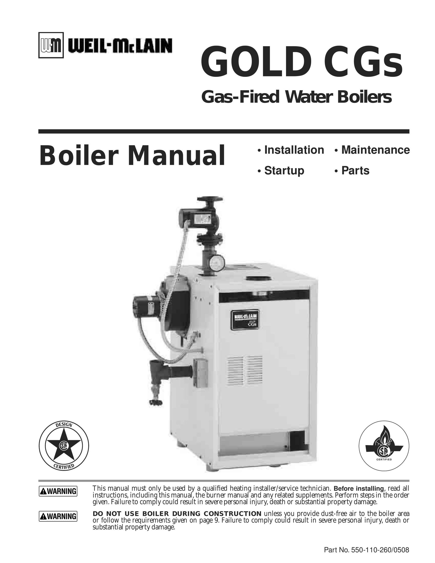 Weil-McLain 550-110-260/0508 Boiler User Manual