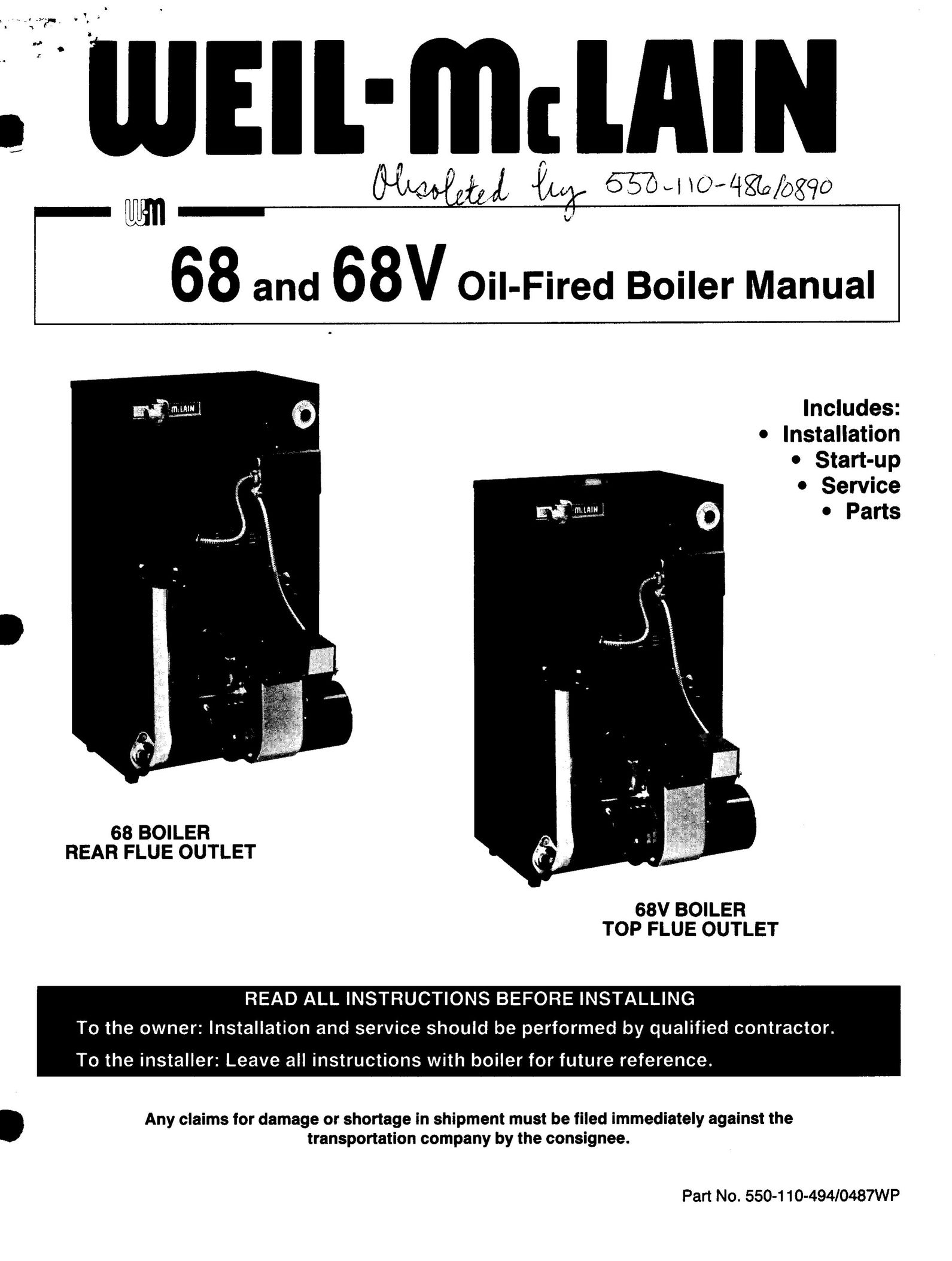 Weil-McLain 68V Boiler User Manual