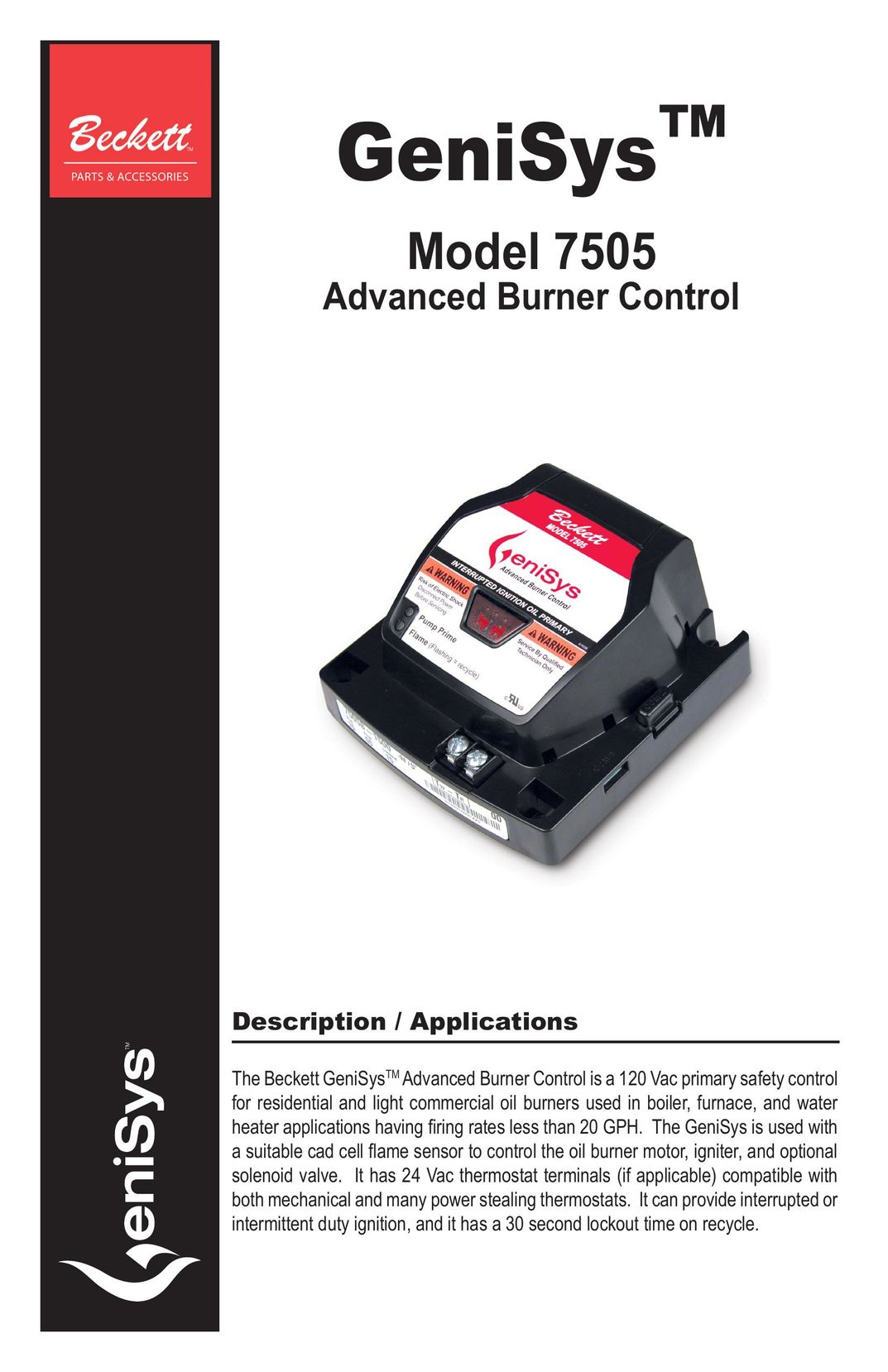 Beckett 7505 Burner User Manual