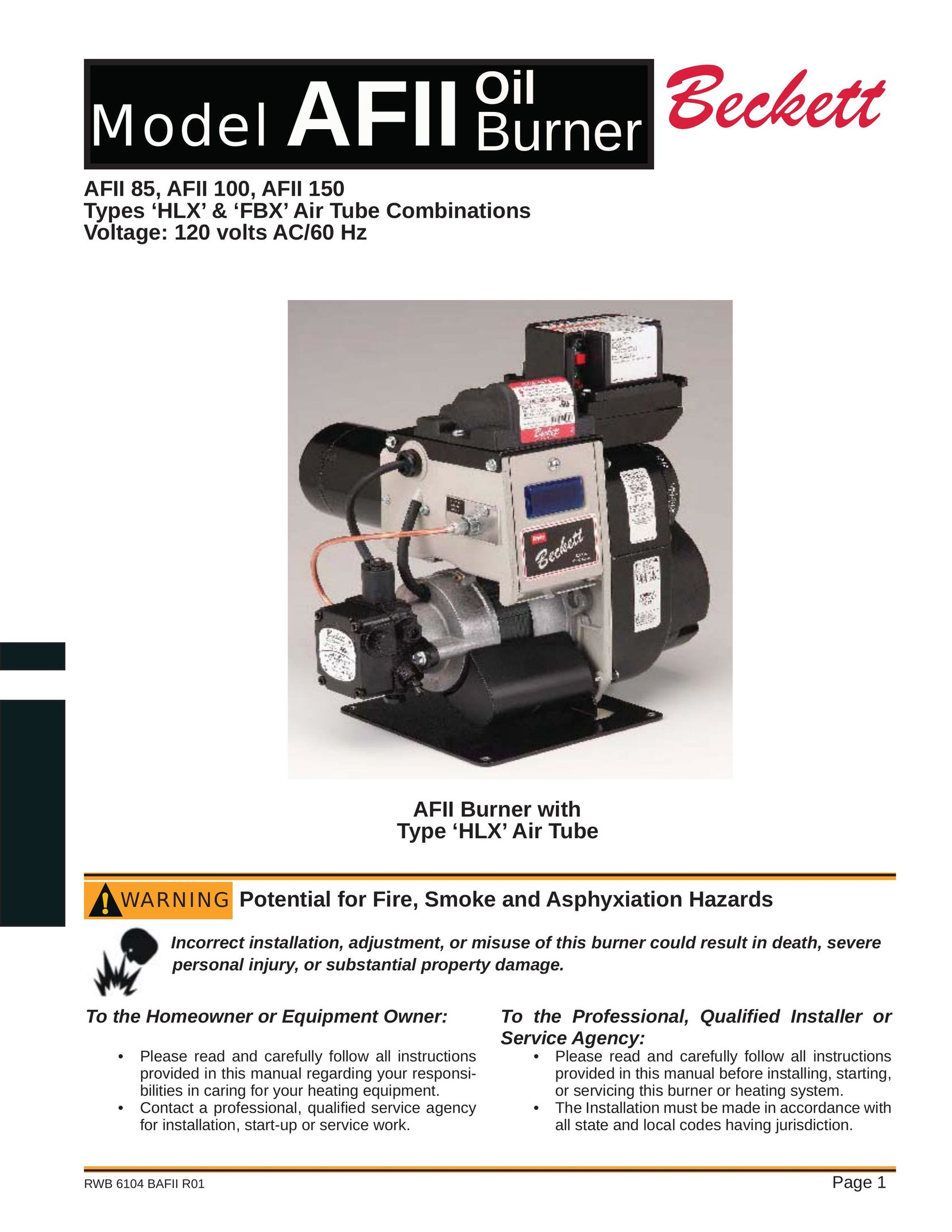 Beckett AFII 150 Burner User Manual