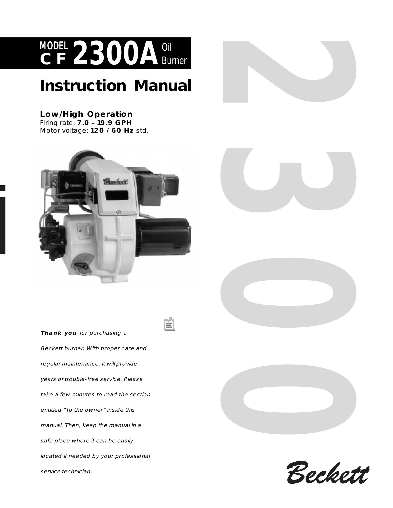 Beckett CF 2300A Burner User Manual