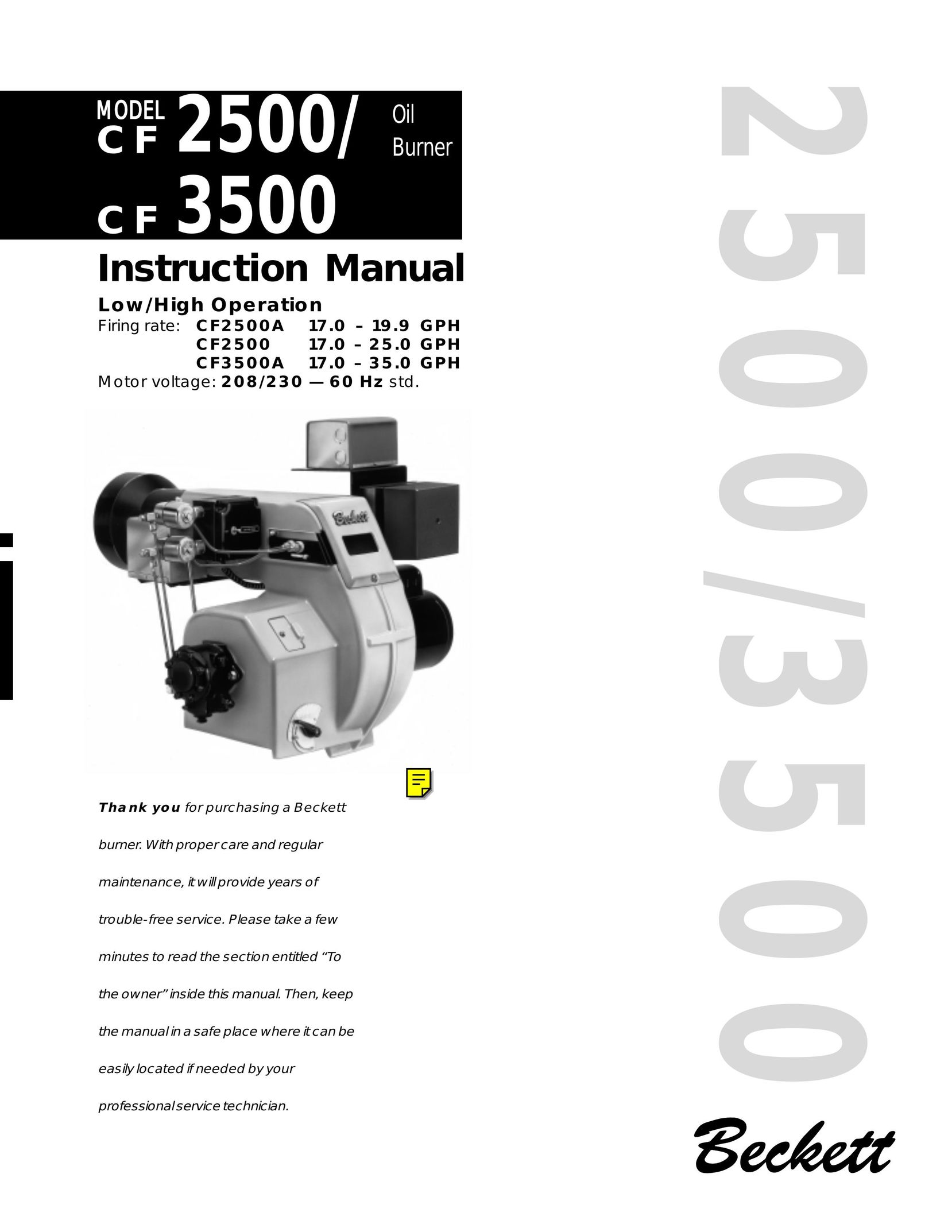 Beckett CF 2500/ 3500 Burner User Manual