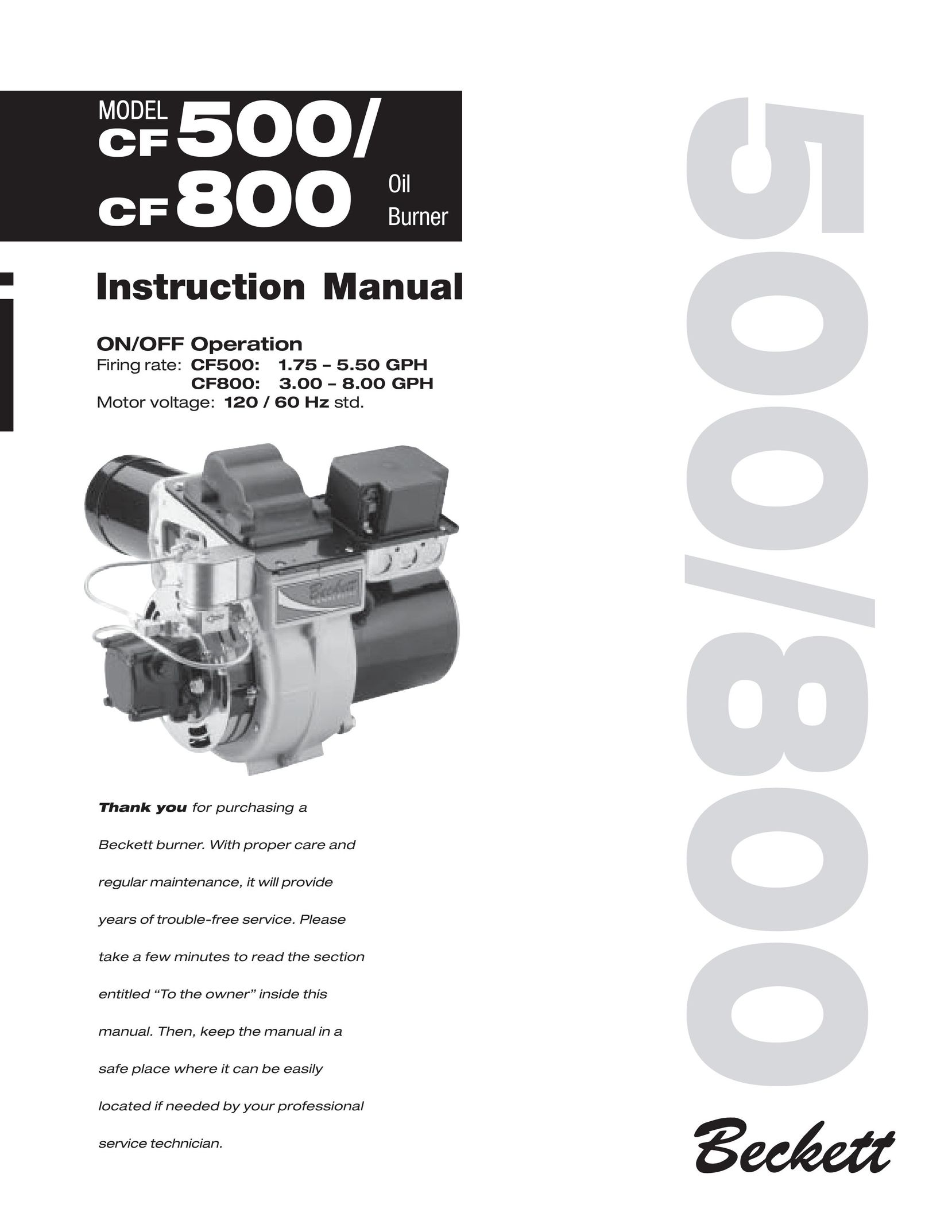 Beckett CF 500/800 Burner User Manual