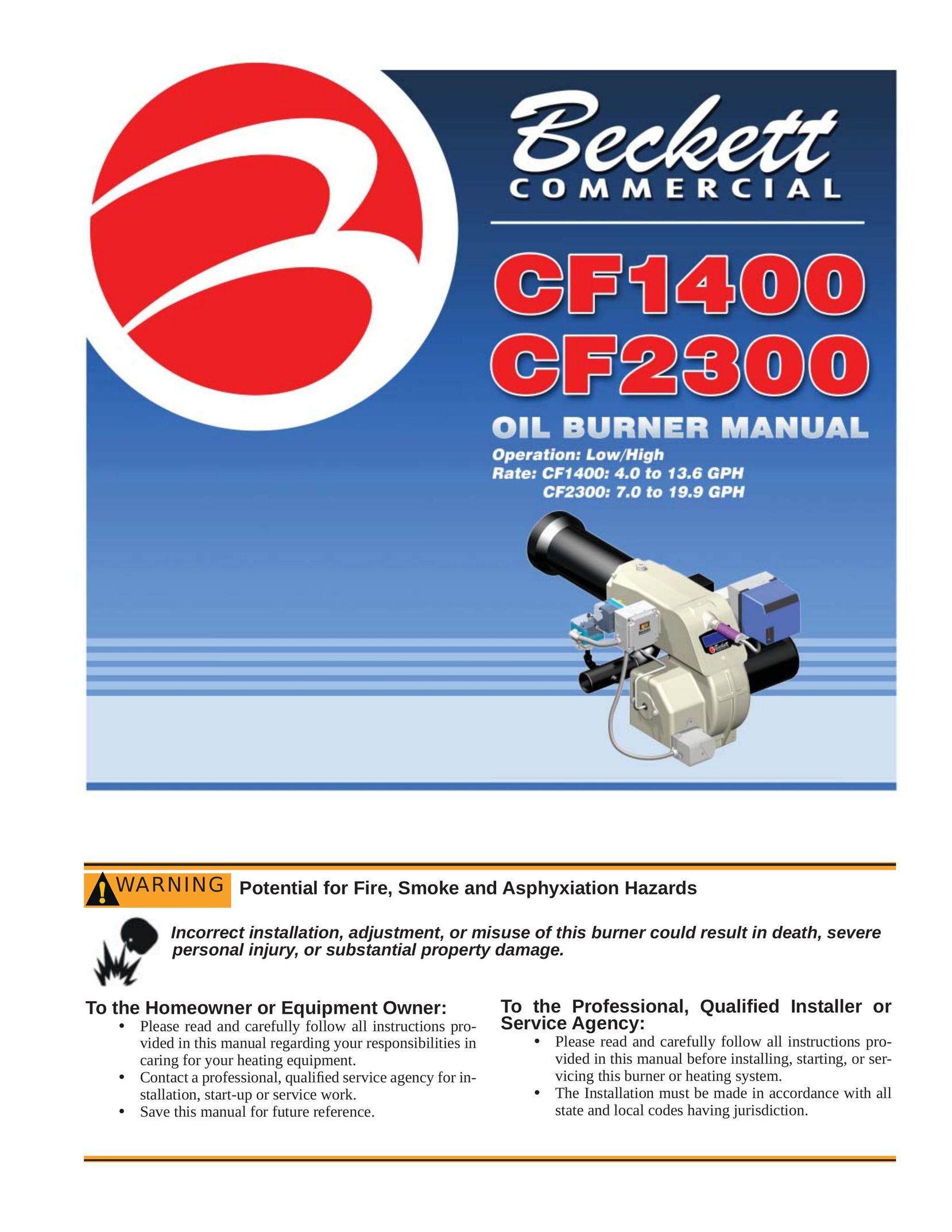 Beckett CF2300 Burner User Manual