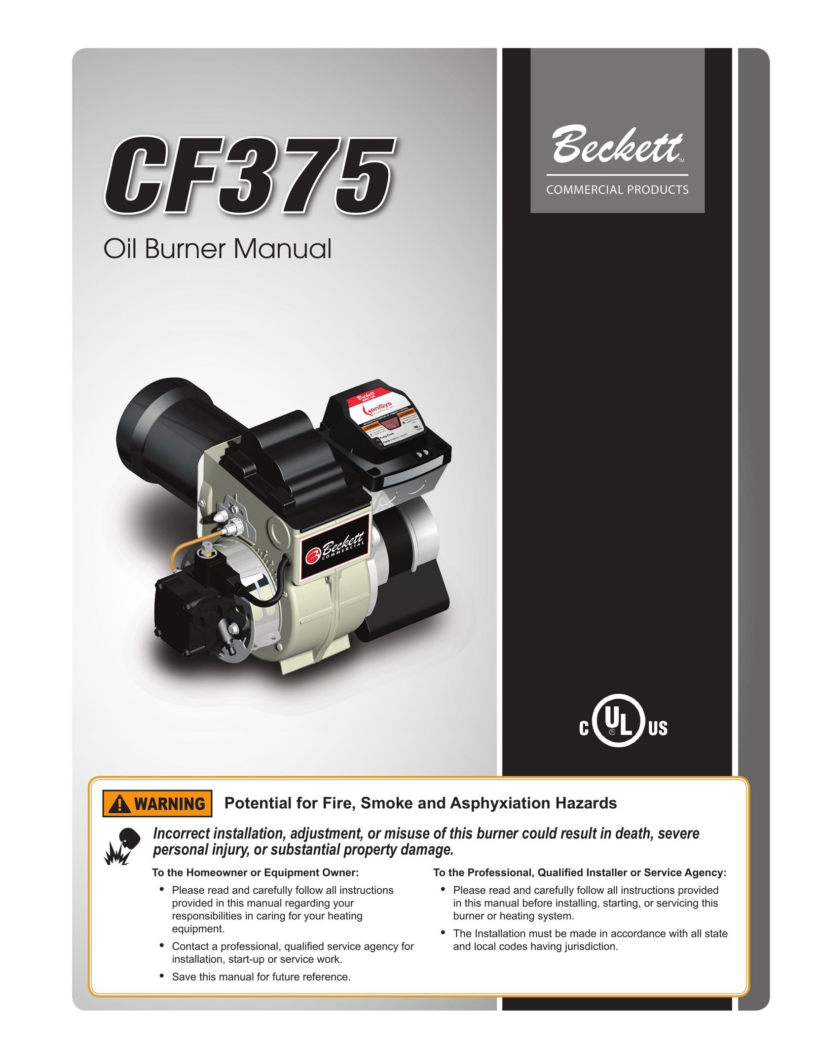 Beckett CF375 Burner User Manual