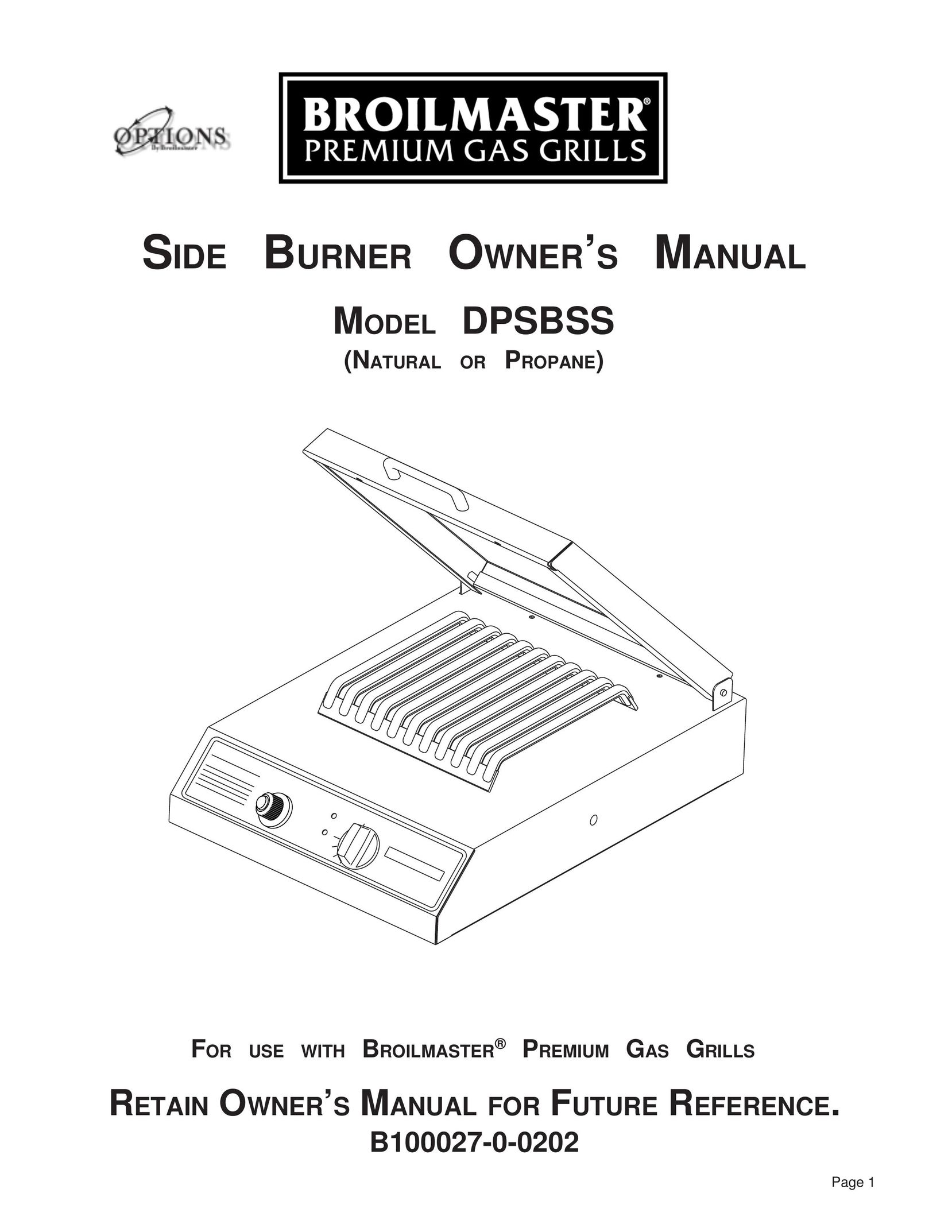 Broilmaster DPSBSS Burner User Manual